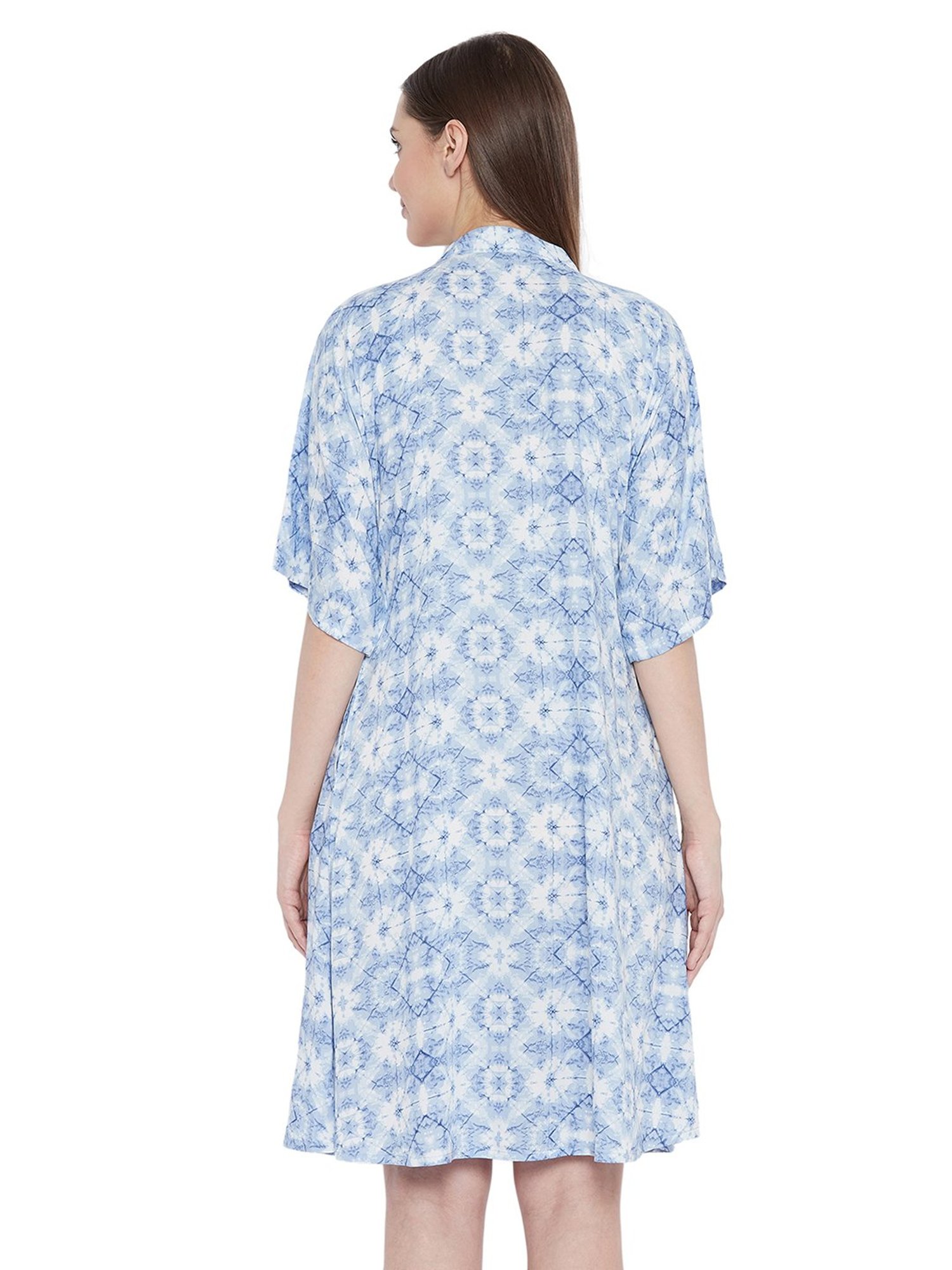 Hypernation Blue Printed Night Dress