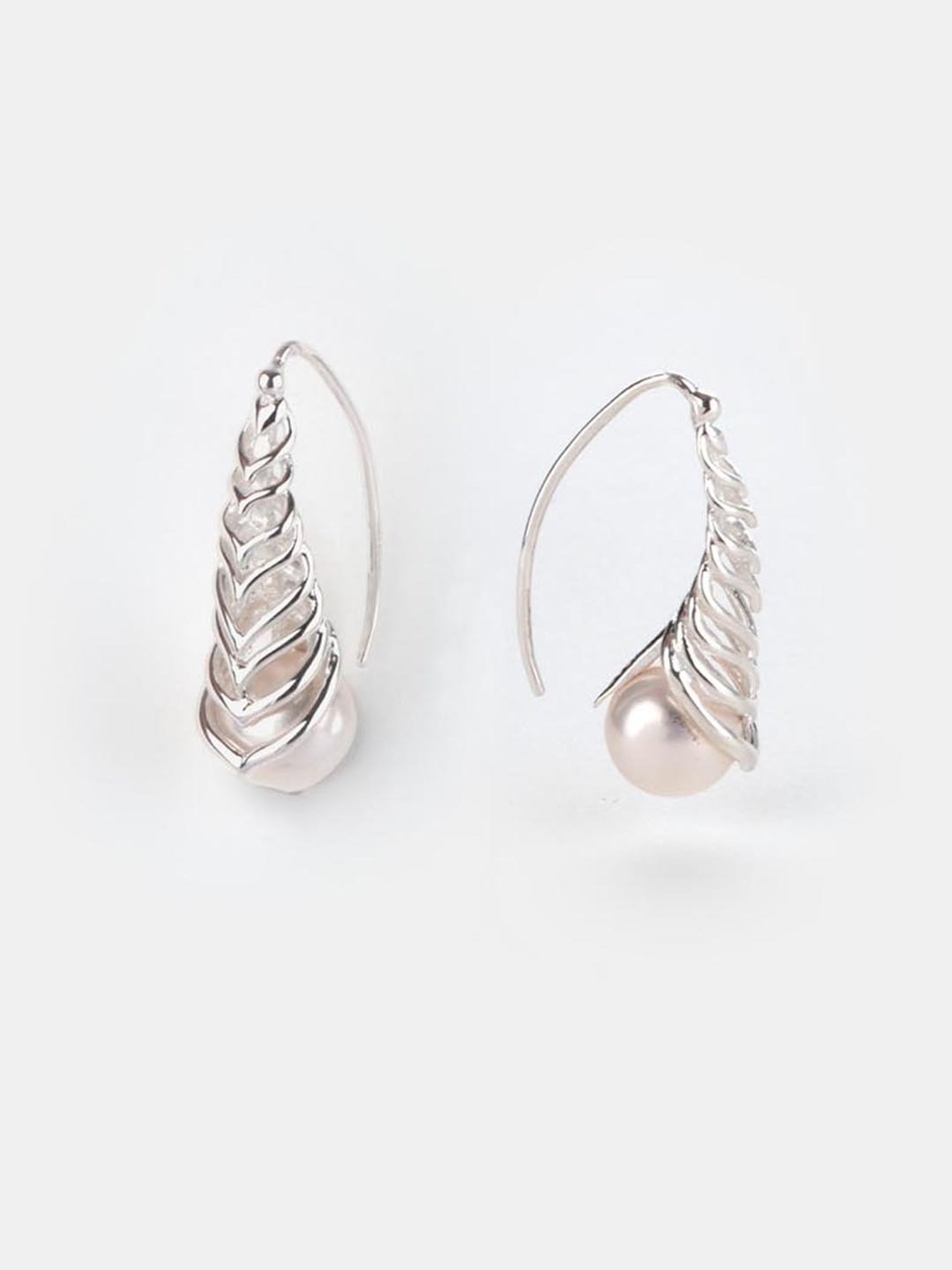 Shaya 92.5 Sterling Silver Swirl with Pearls Earrings for Women