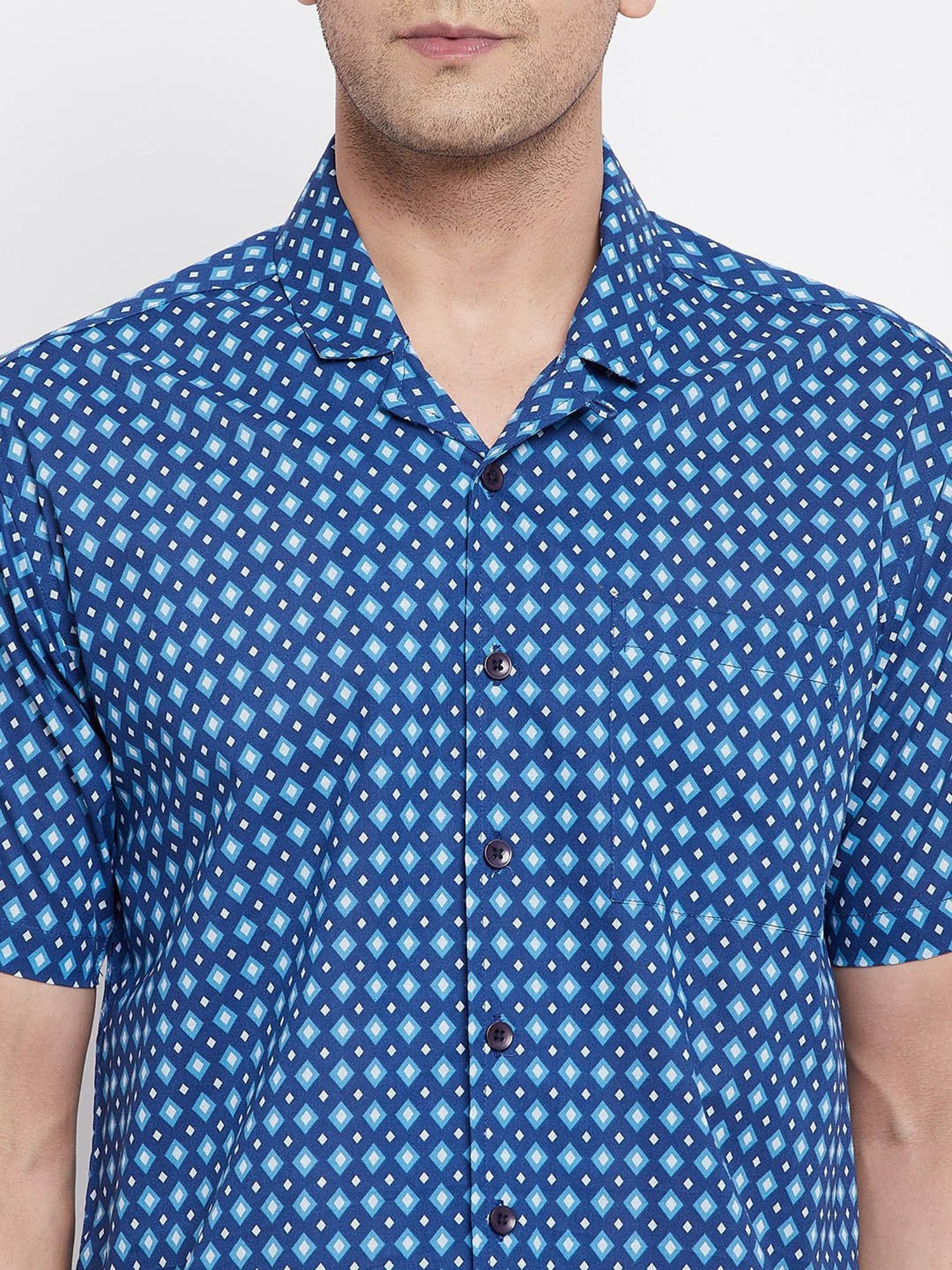 Even Blue Regular Fit Printed Shirt