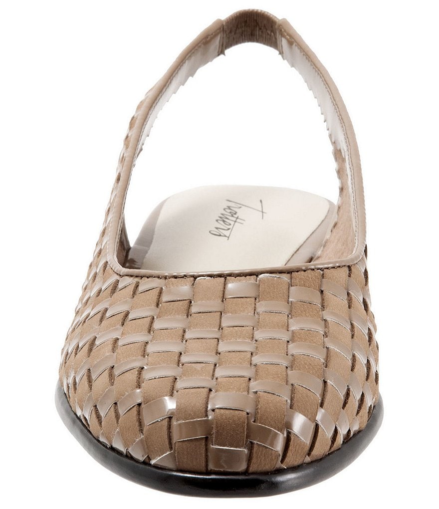 Trotters Lucy Woven Suede And Patent Leather Slingback Flats