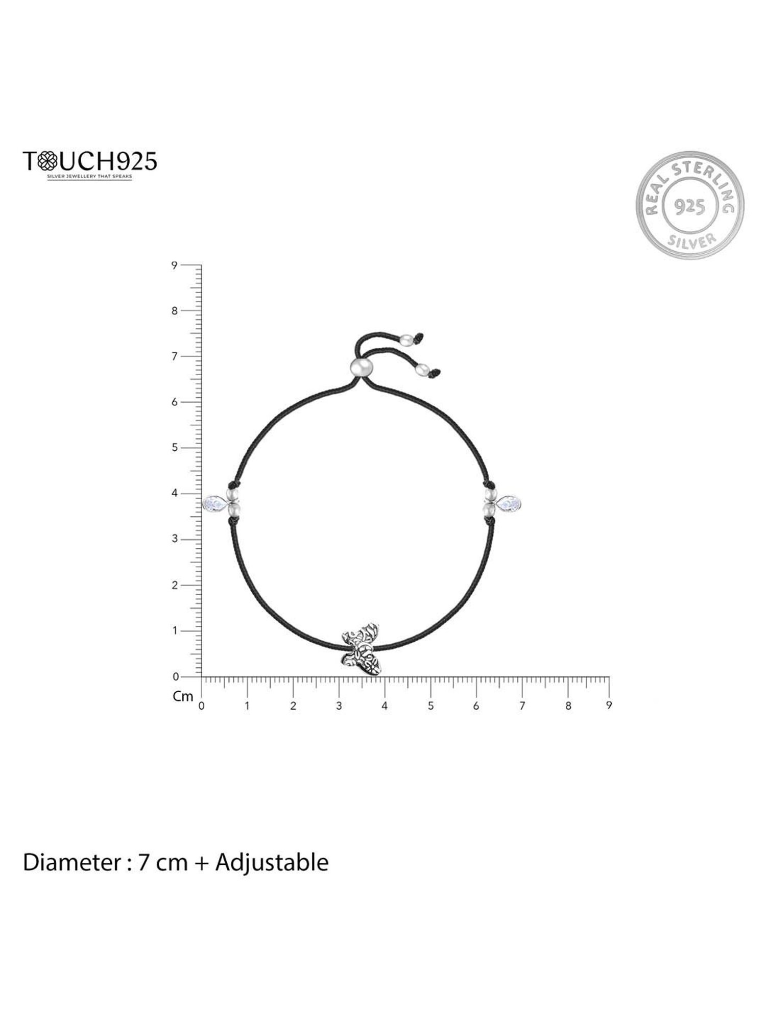 Touch925 Oxidized Butterfly Silver Thread Anklet for Women