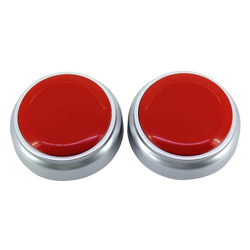 Button- 30 Seconds Custom Recordable Talking Button-Record & Playback Your Own Message-Quality Voice Recorder-Answer Buzzer (RED+Sliver)