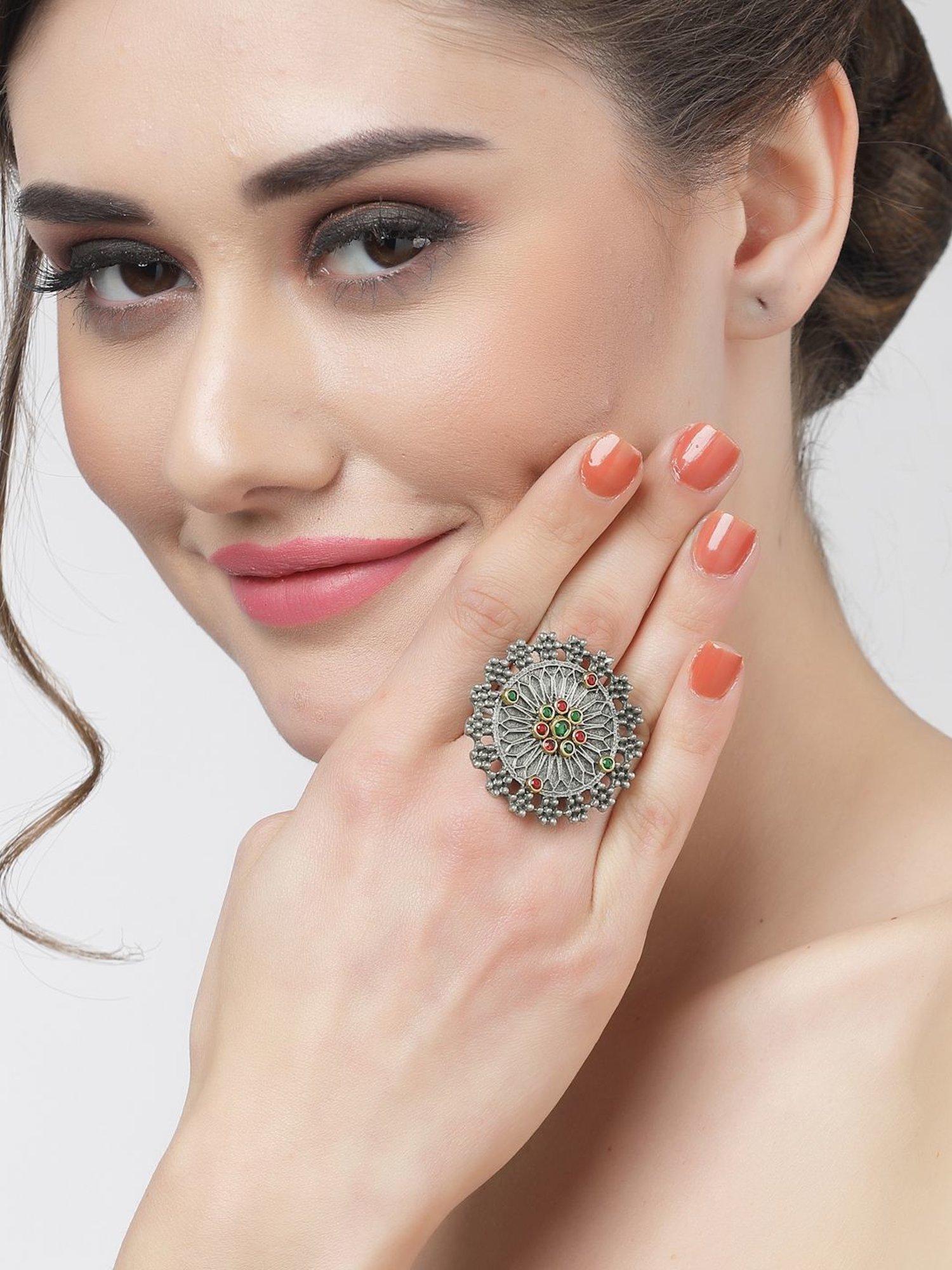 Accessorize London Women's Jewel Embellished Rings Set Of Three White