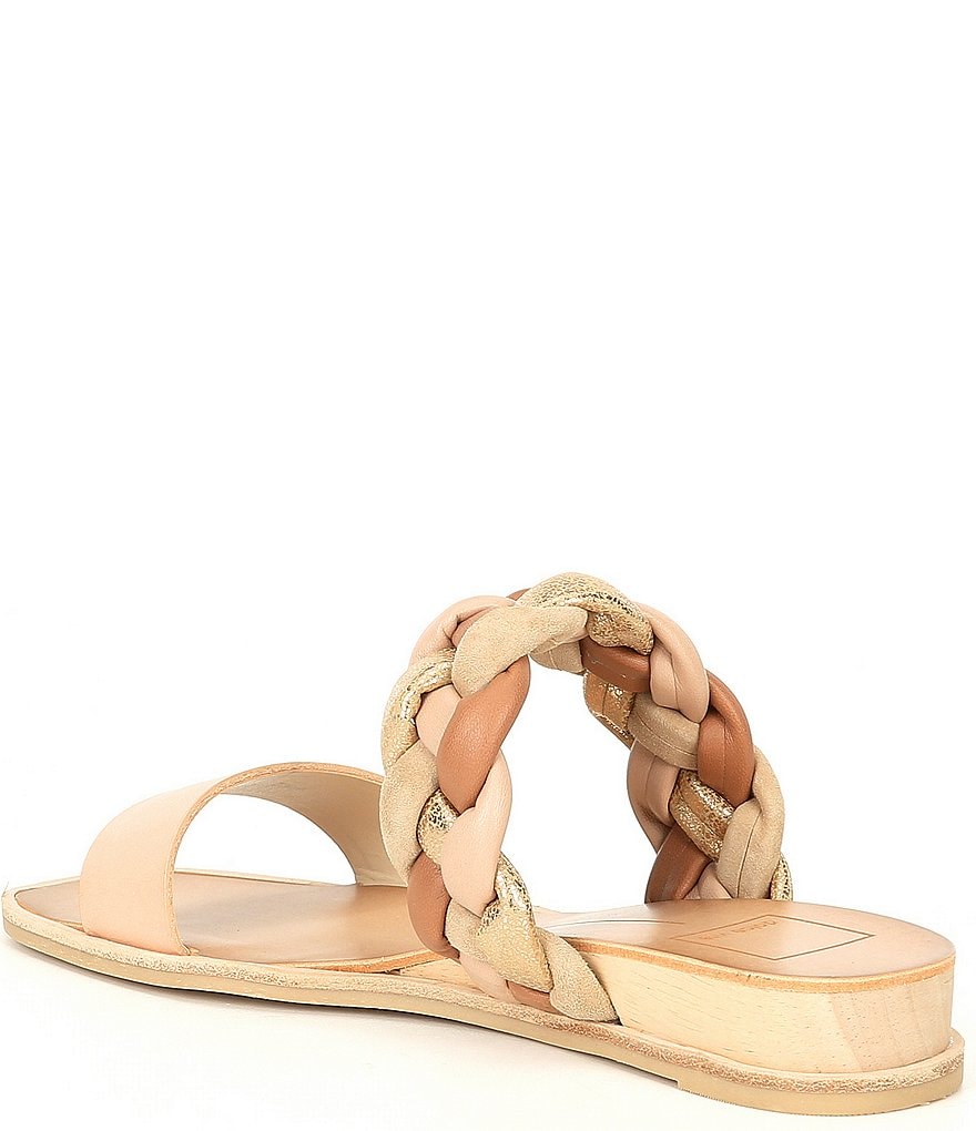 Dolce Vita Persey Leather Multi Braided Strap Wedge Slides