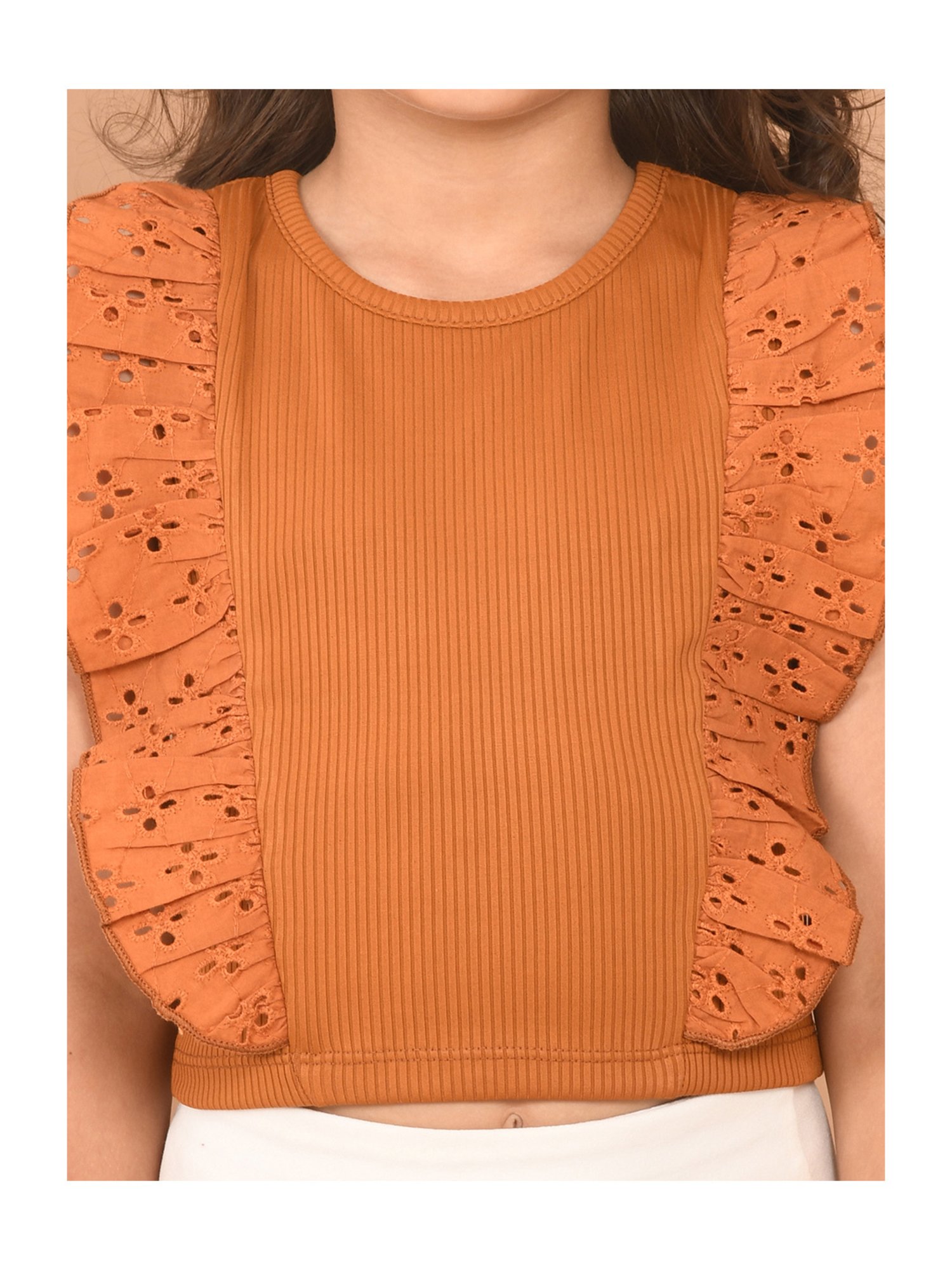 LilPicks Kids Yellow Solid Crop Top