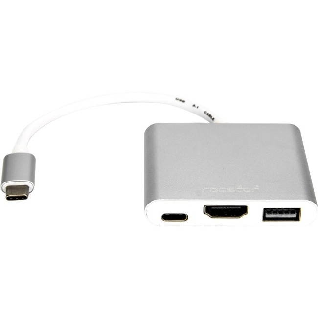 Rocstor Y10A176-S1 Usb-C To Usb 3.0 Hdmi Usb-C 3.1 Multifunction Adapter 15Cm Silver