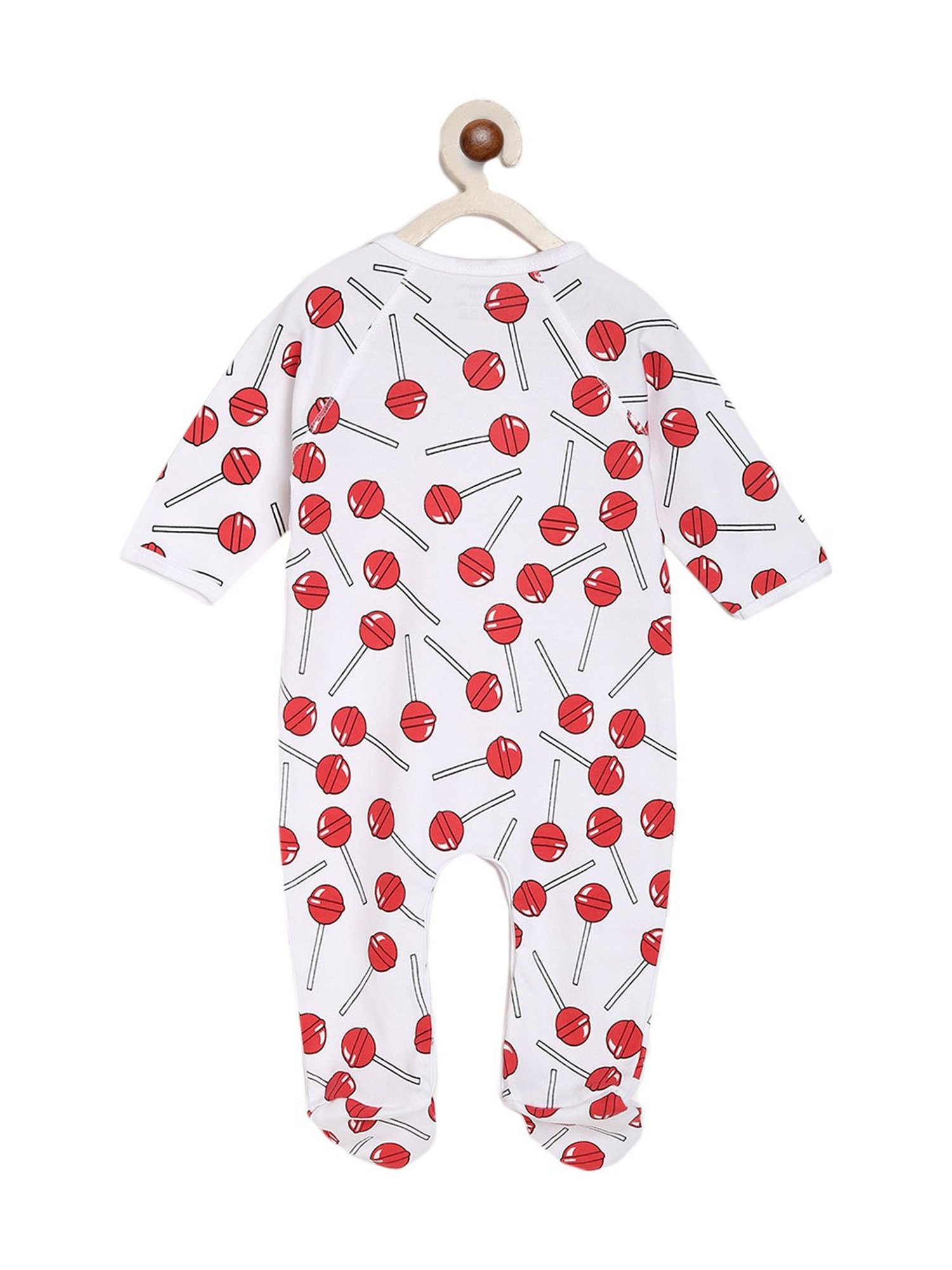 Berrytree Organic Kids Red Cotton Lollipops Print Rompers