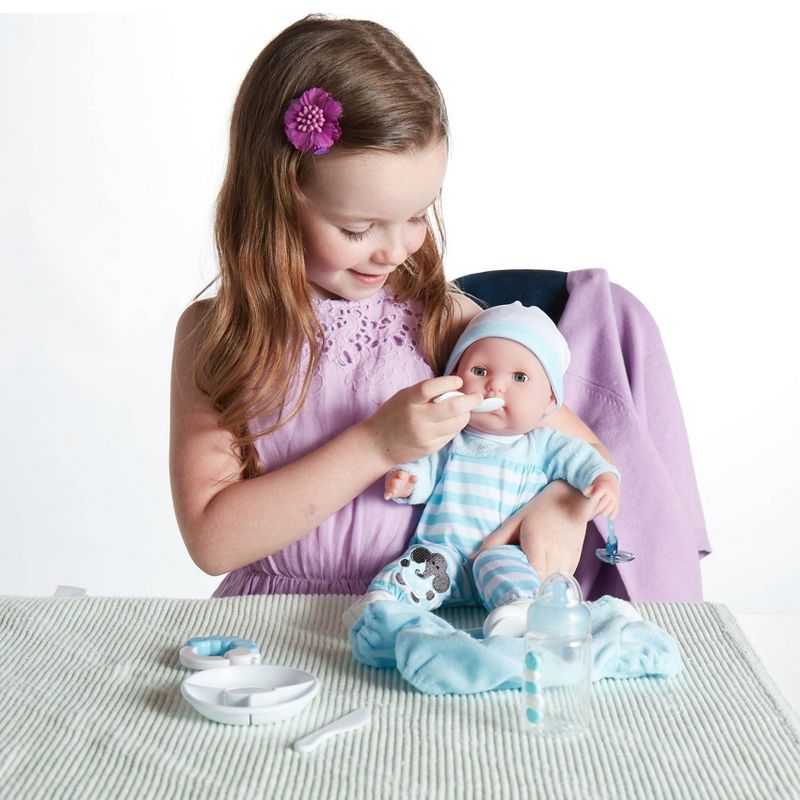 JC Toys Berenguer Boutique 10 Piece Gift Set Blue 15" Realistic Soft Body Baby Doll - Open/Close Eyes