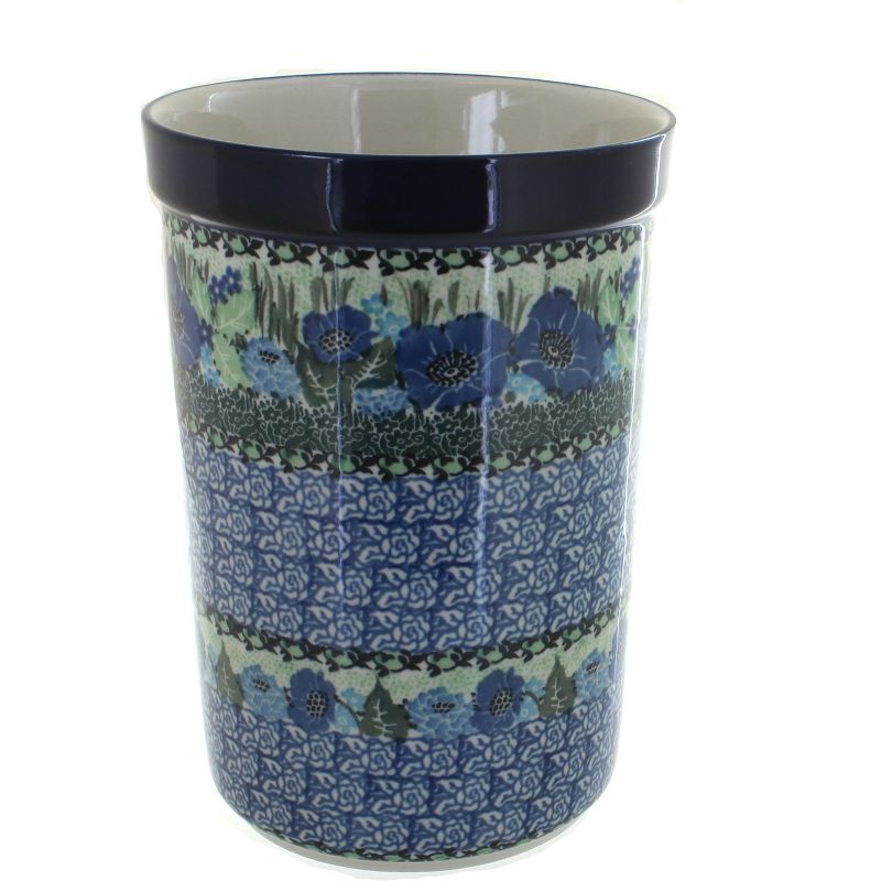 Blue Rose Polish Pottery Sapphire Fields Utensil Jar