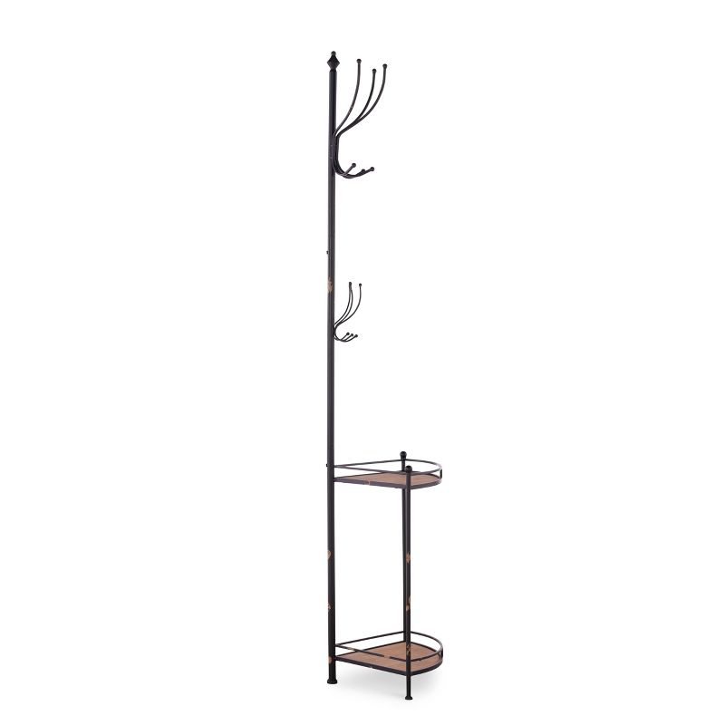 Corner Metal and Wood Coat Rack Brown - Linon