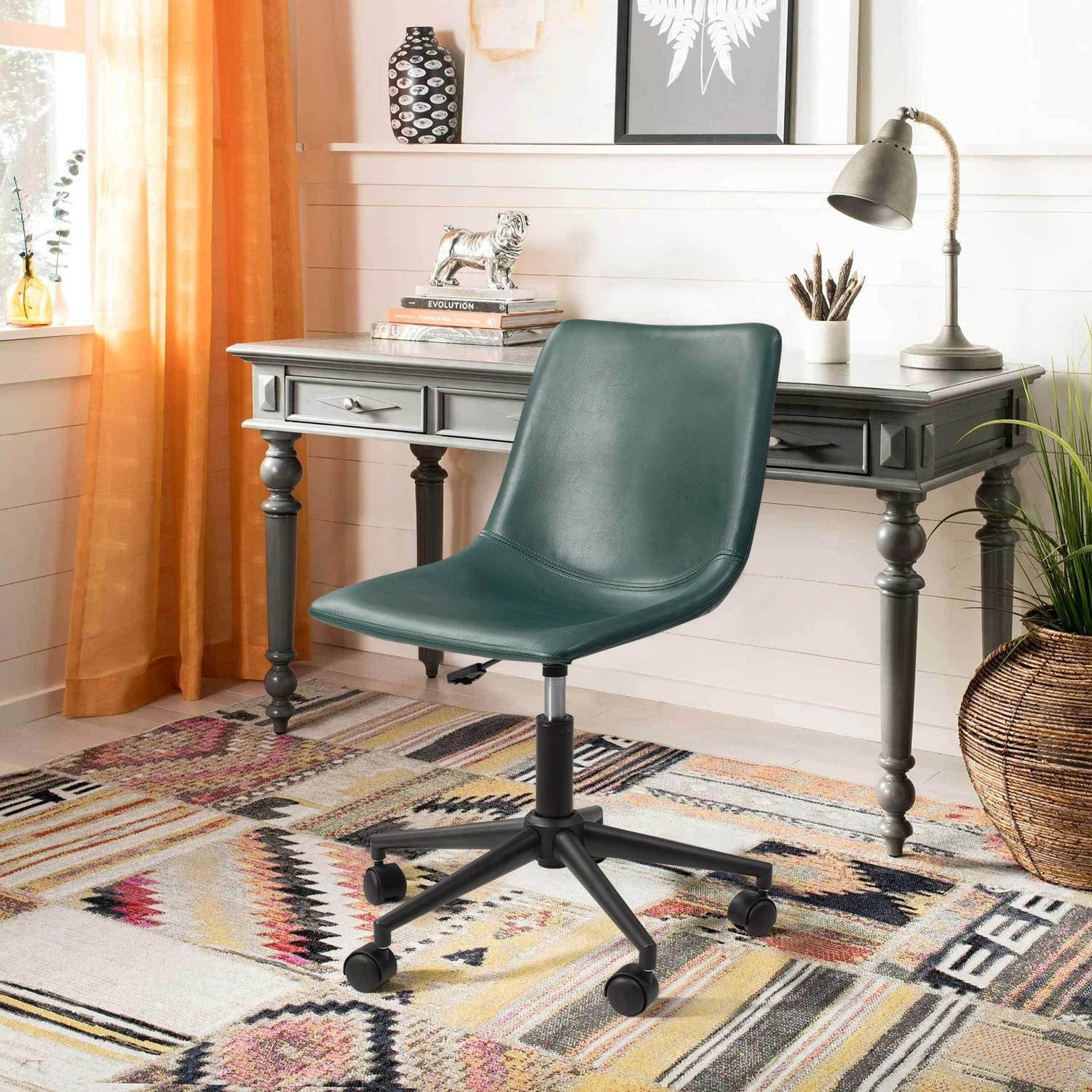 Global Leather Task Chair, Black (8993BK450/550) 