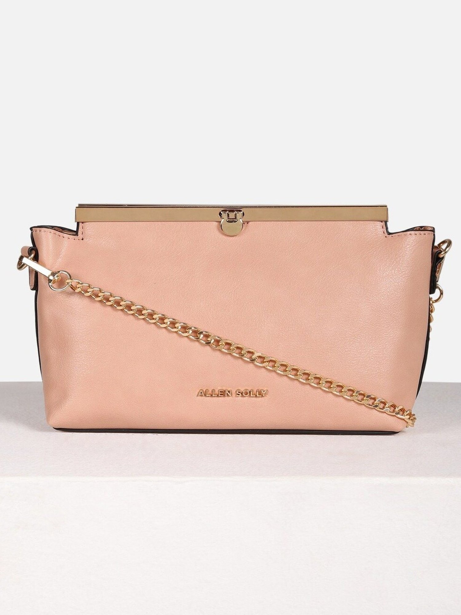 Allen Solly Peach Solid Medium Sling Handbag