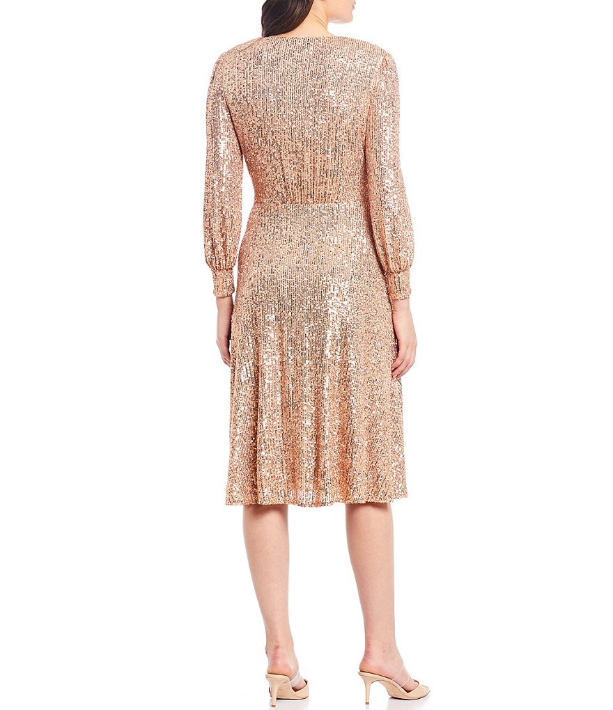 Laundry by Shelli Segal Ruffle Front Stretch Crepe Faux Wrap Dress