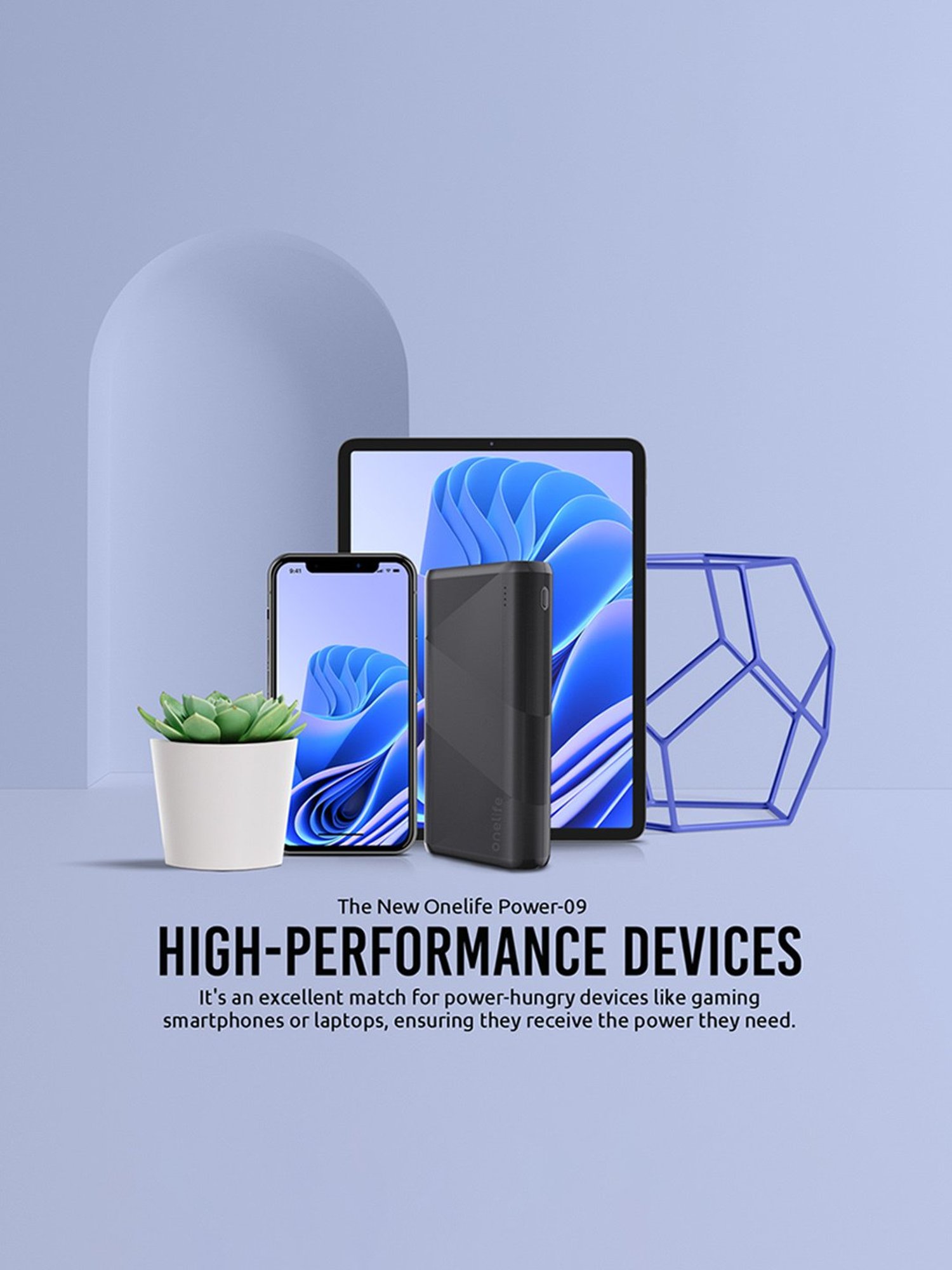 Onelife Power 09, 20000 mAh 22.5 Watt Quick Charge Power Bank (Black)