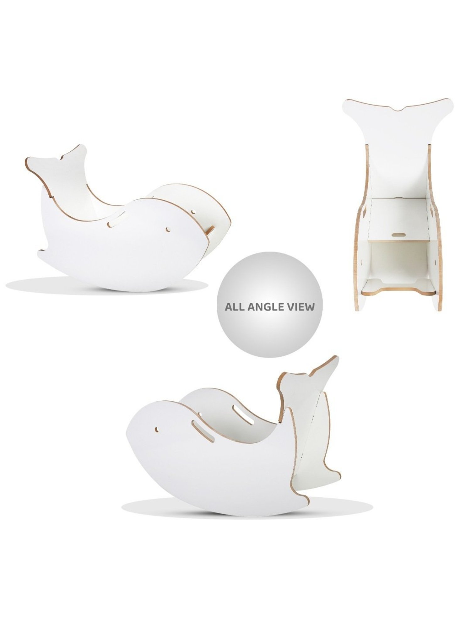 Kiddery White Montessori Inspired Whale Rocking Chair for Kids (Age 3-8 Years)
