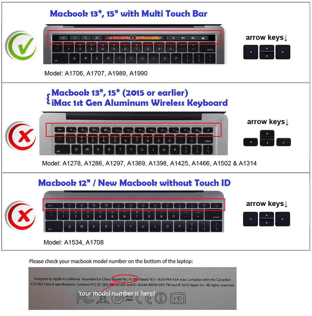 XSKN 2016 New Shortcut Design Series Keyboard Skin Cover for Touch Bar Models MacBook Pro 13 (A1706) & MacBook Pro 15 (A1707), US EU Universal Version (Premiere)