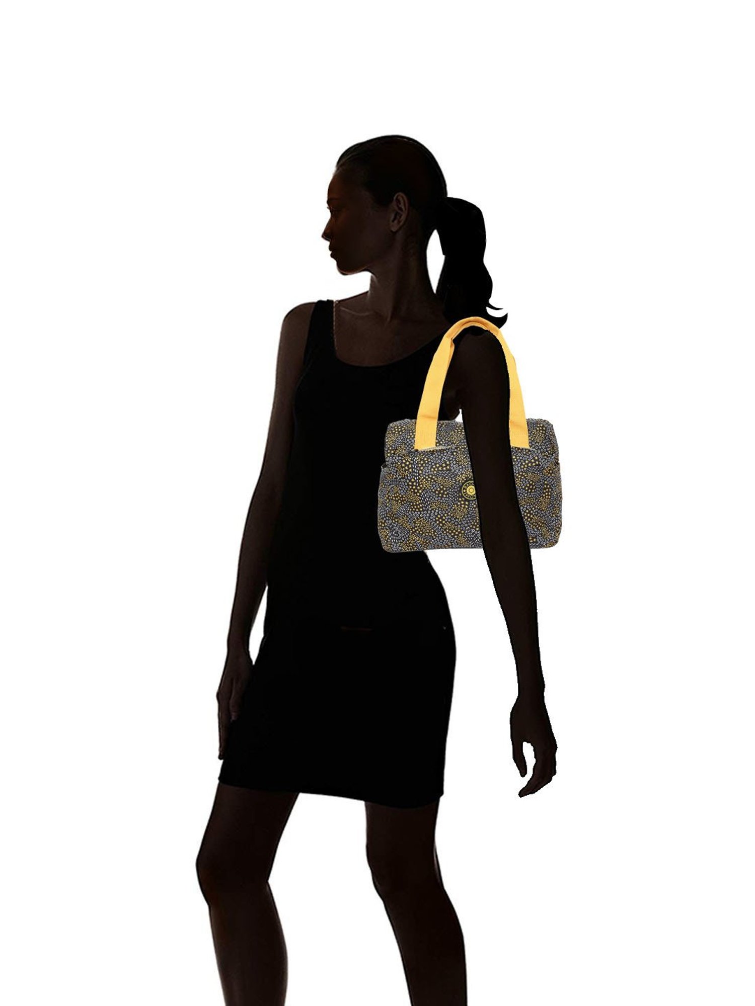 Baomi Black & Yellow Printed Medium Shoulder Bag