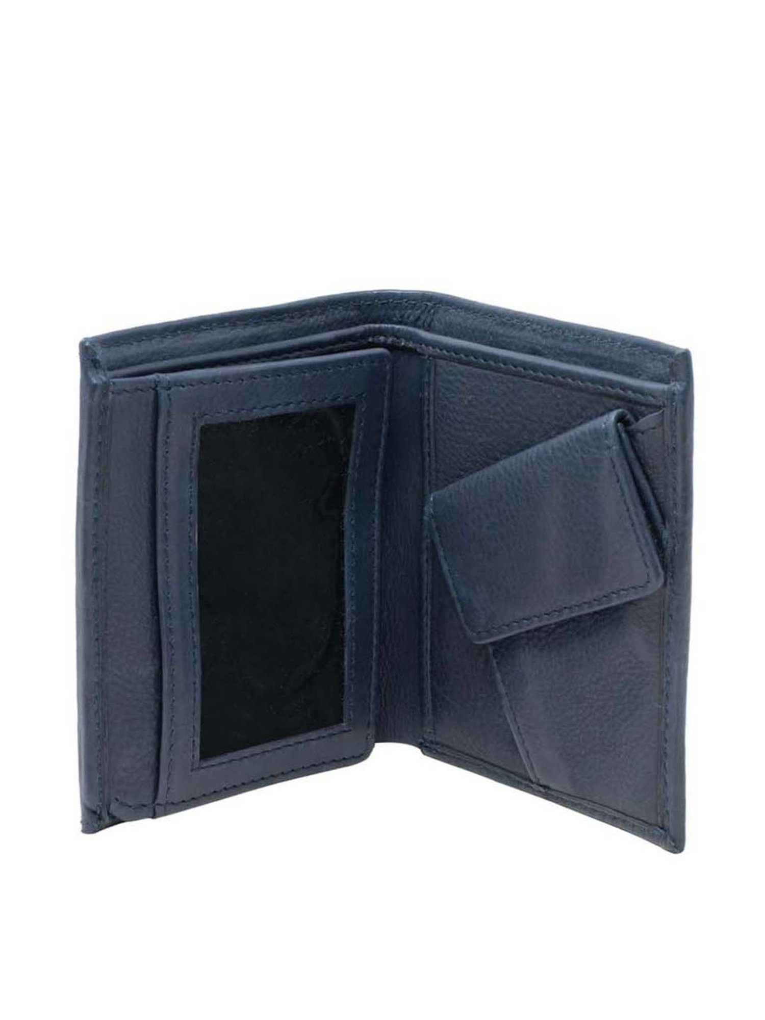 Tohl Navy Casual Leather Bi-Fold Wallet for Men