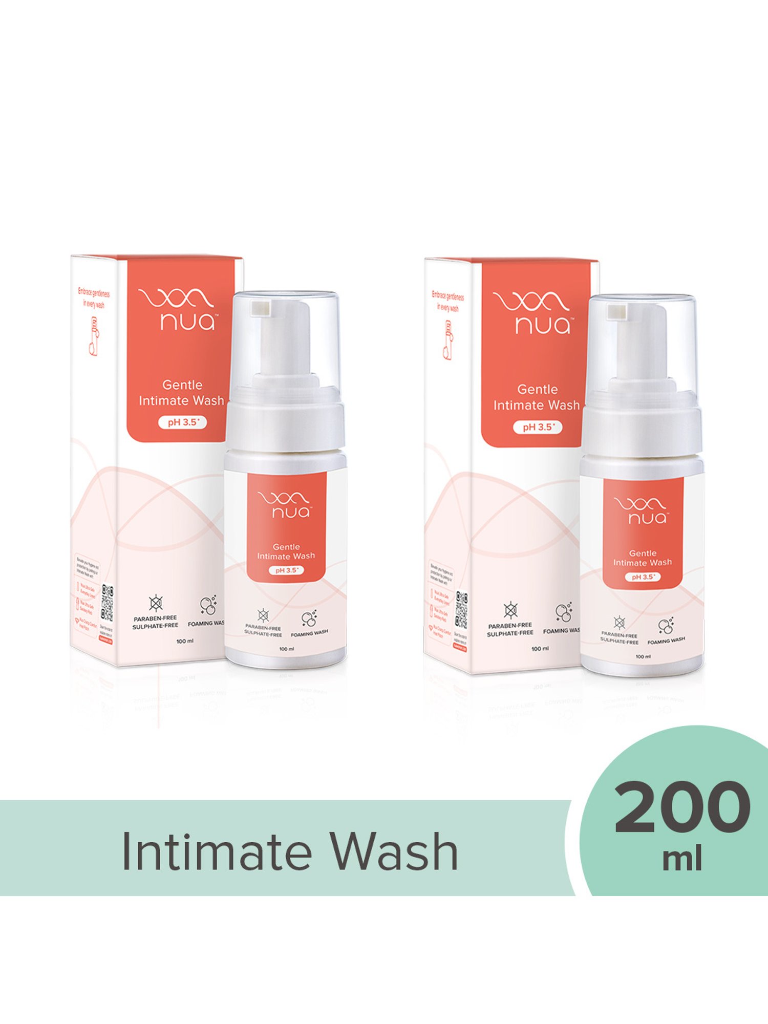 Nua Foaming Intimate Wash - 100 ml Each (Pack of 2)