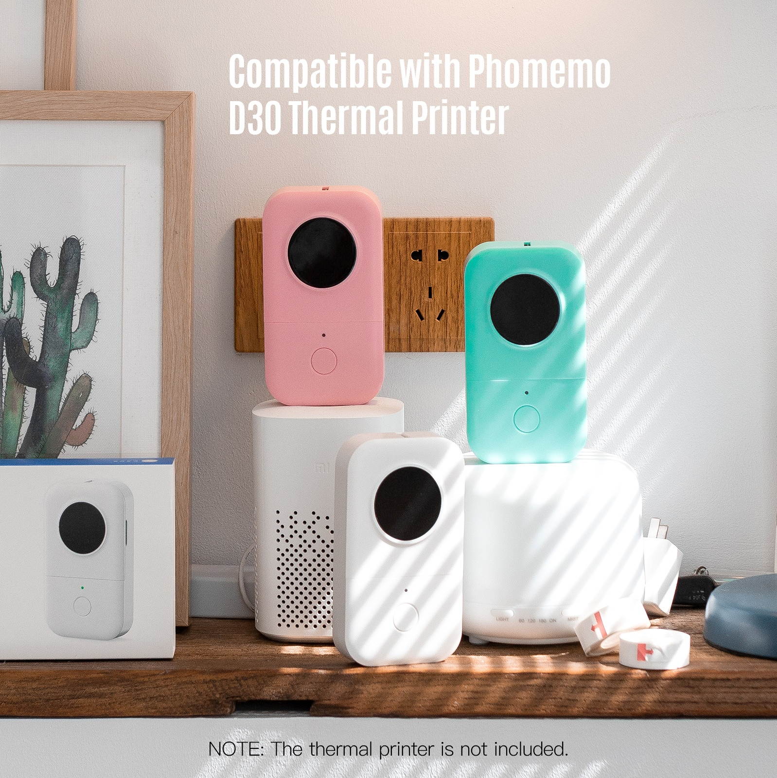 Aibecy Transparent Label Paper Self-Adhesive Thermal Paper Roll 14*25mm 250sheets/roll Compatible with Phomemo D30 Thermal Printer for Home Office Organization