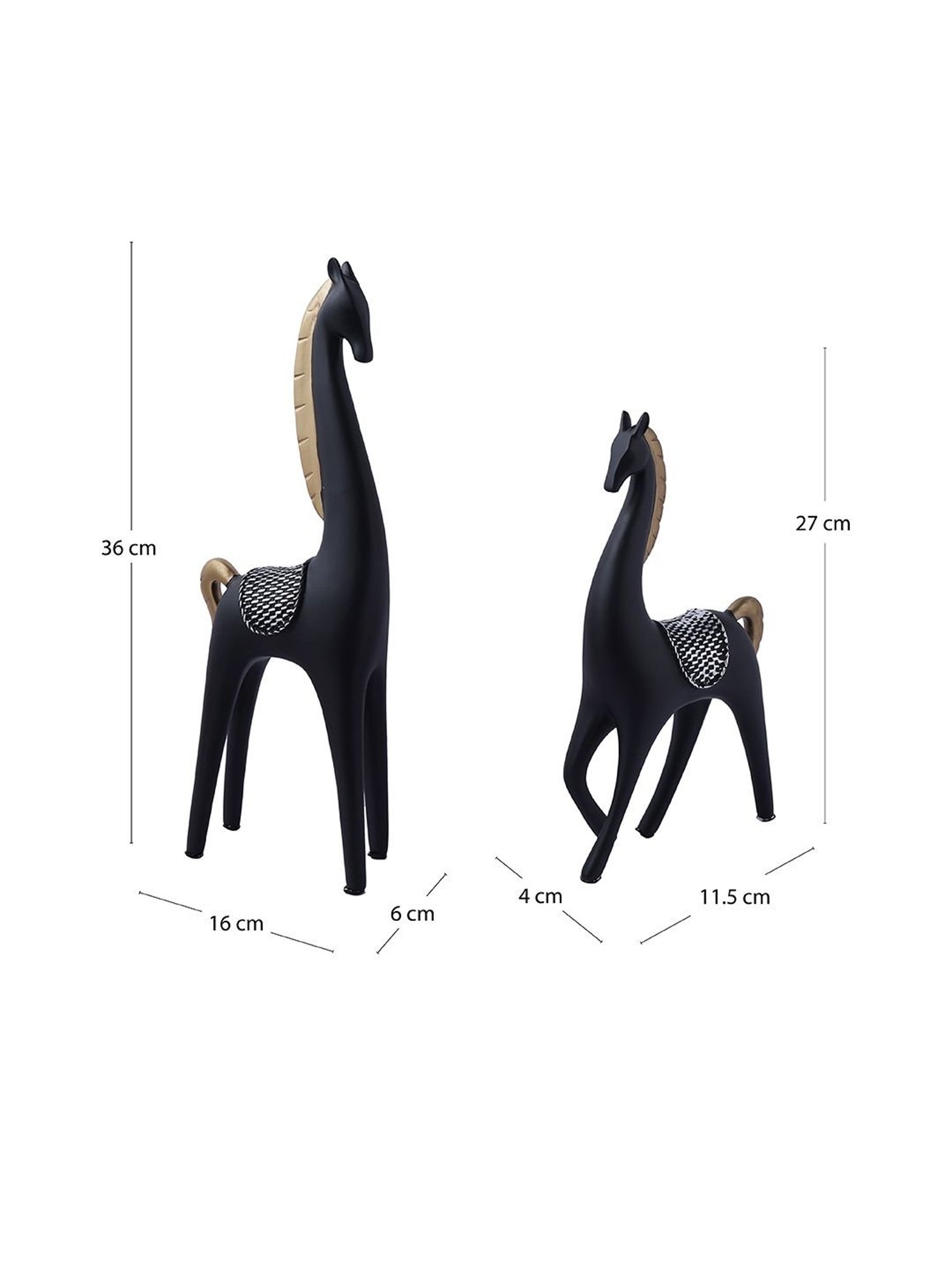 Tayhaa Black Black Poised Reindeers Figurine Set of 2