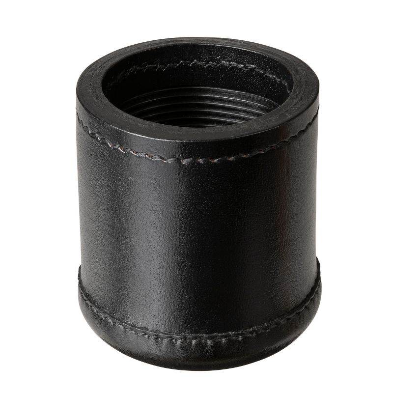 WE Games Mahogany Leather Dice Cup with Ribbed Rubber Lining, 5 Dice and Canvas Storage Bag