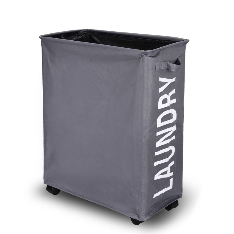 Danya B. Collapsible Waterproof Folding Laundry Hamper on Wheels Gray