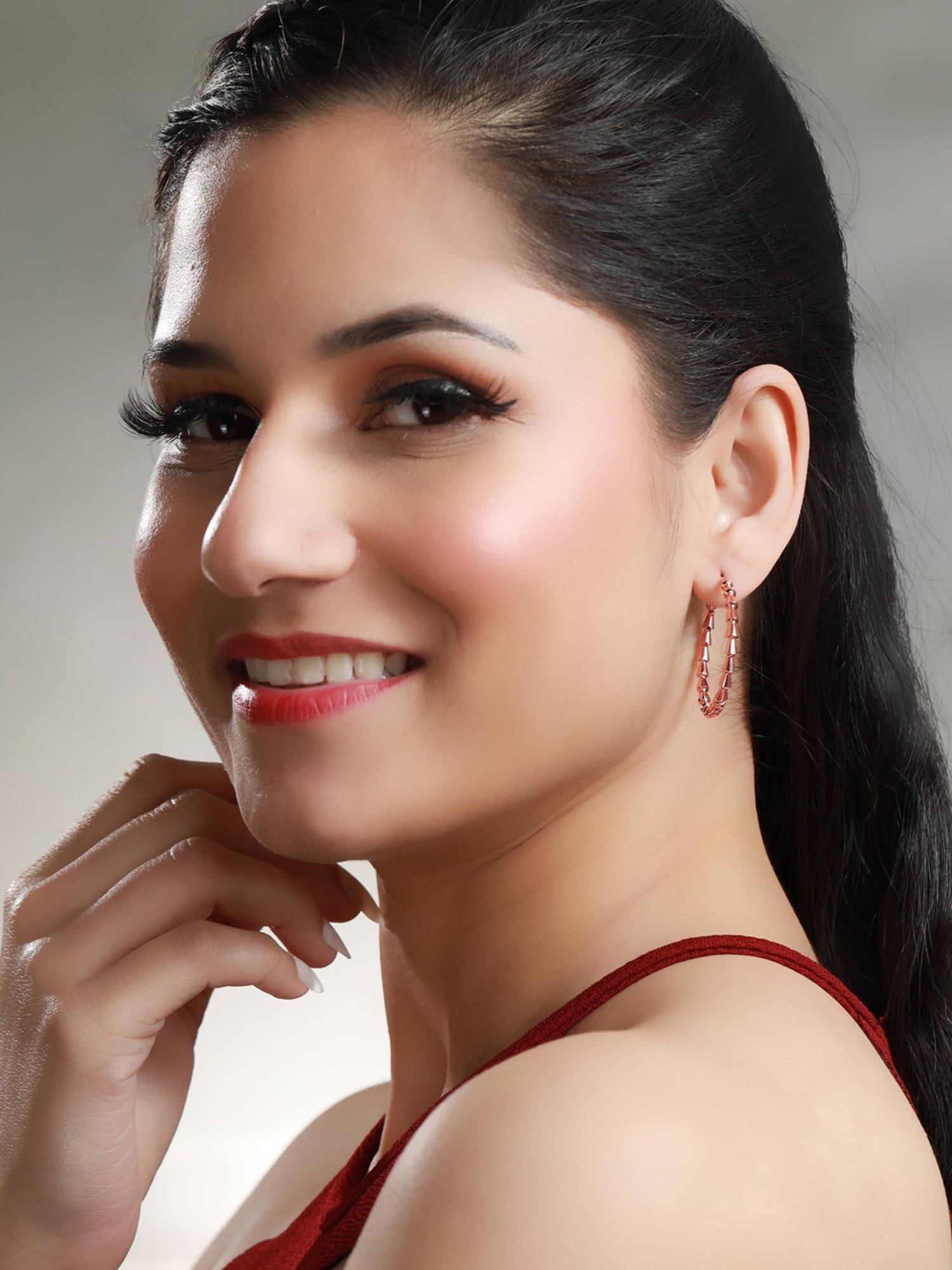 Priyaasi Modern Rose Gold Hoop Earrings