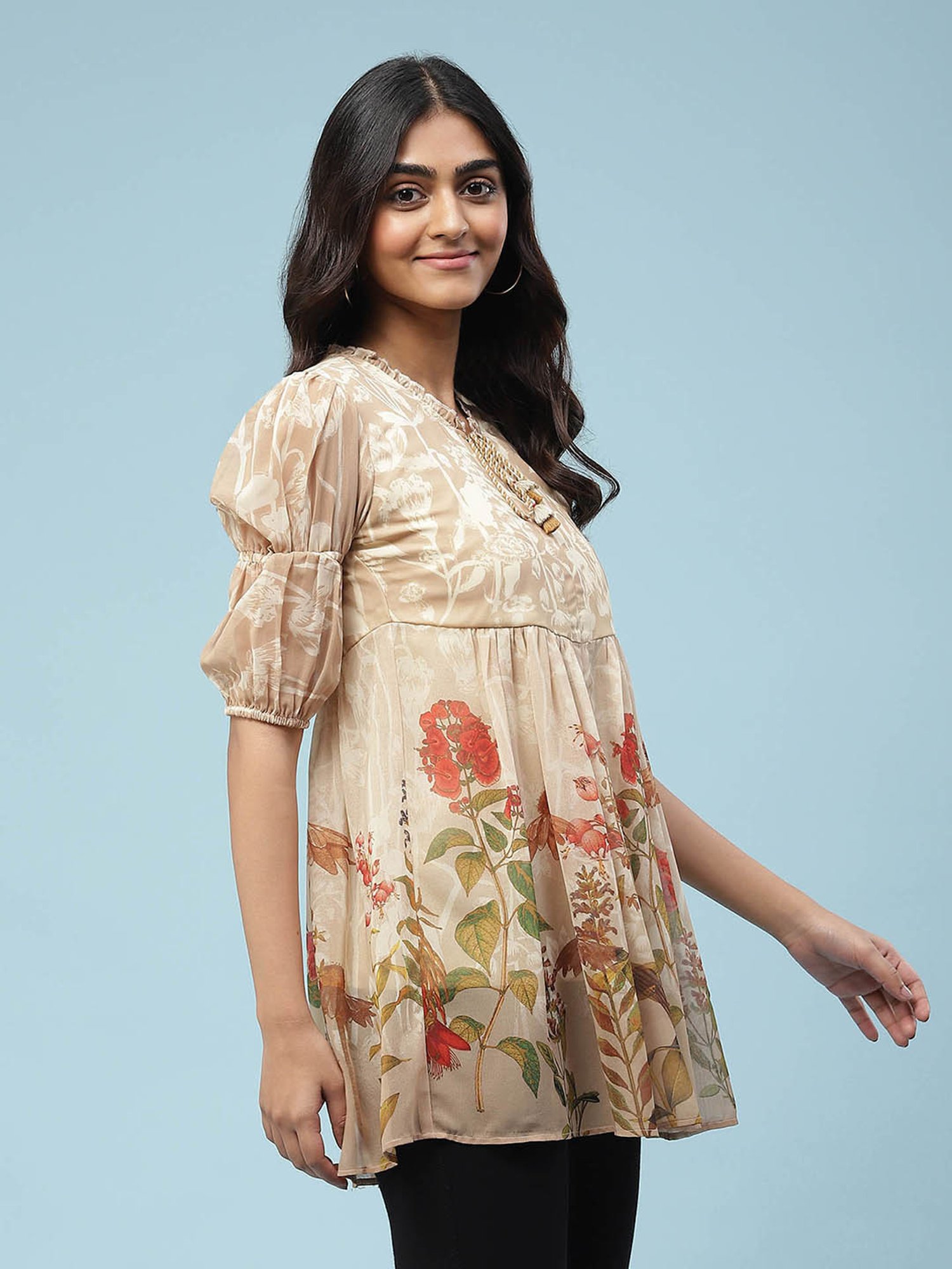 aarke Ritu Kumar Beige Floral Top