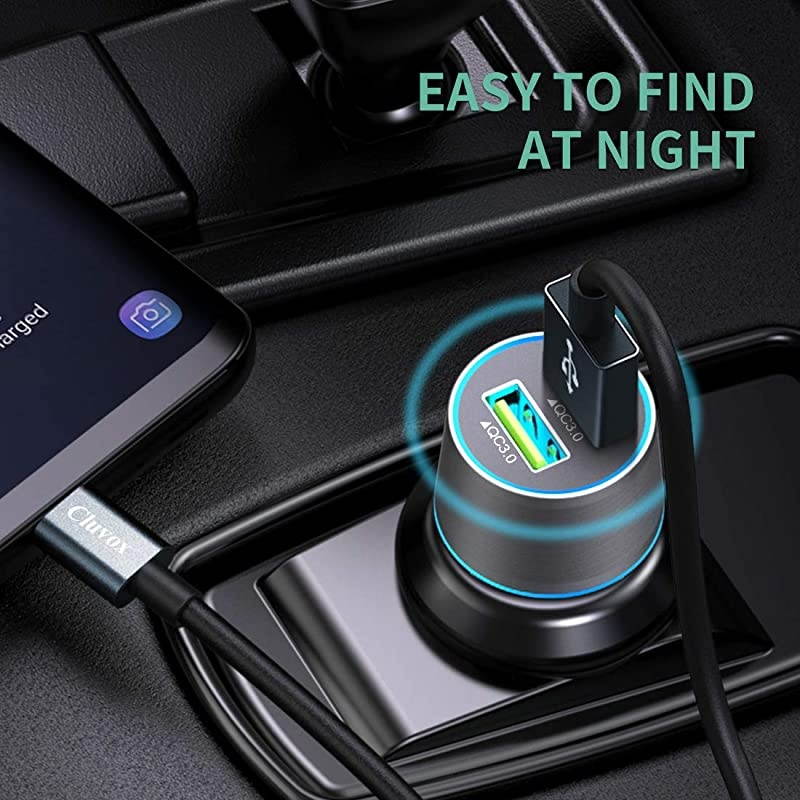 USB C Car Charger Compatible Samsung Galaxy S20S20 PlusS20 UltraS10ES10 PlusS10Note 9Note 8S9S9 PlusS8S8+ Quick Charge 30 Dual USB Fast Car Charger with Type C Cable 66 ft