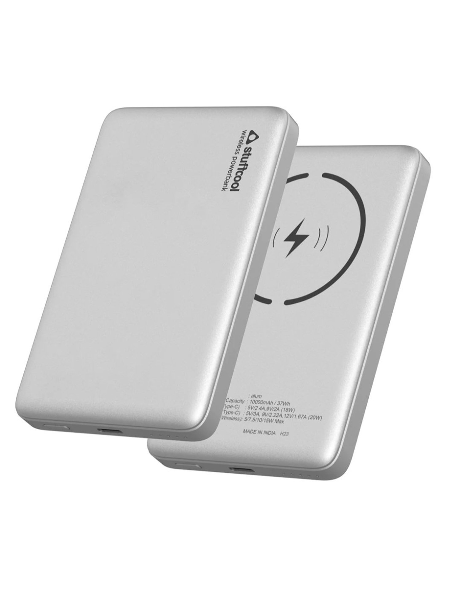 Stuffcool Alum 10000mAh Magnetic Wireless Powerbank (Silver)