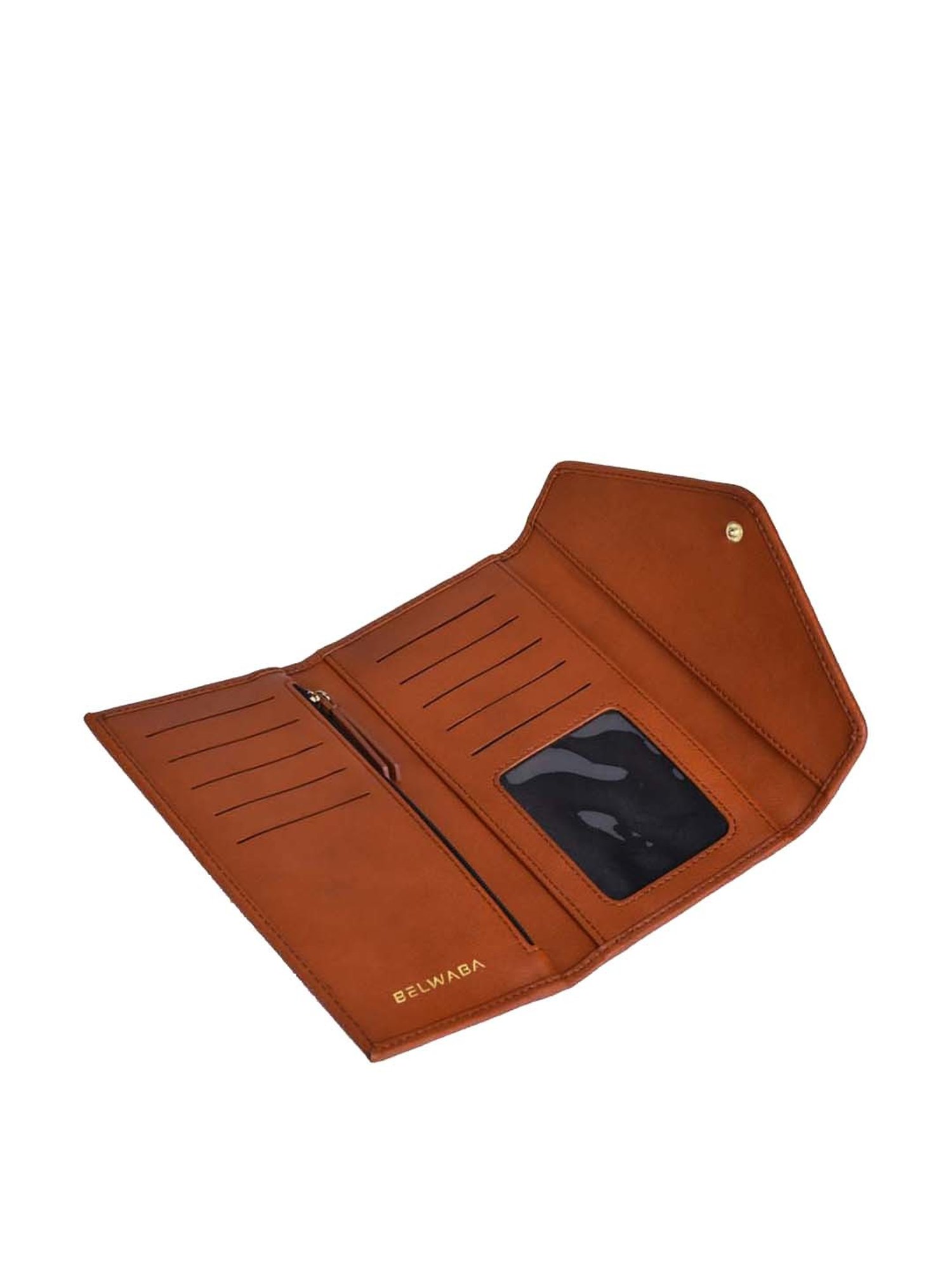 BELWABA Tan Color Block Tri-Fold Wallet for Women