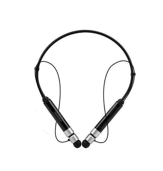Fineblue Metal Bluetooth headphone FD600 portable headset bass stereo handfree gaming headset Neckband with microphone for music (Black Silver)