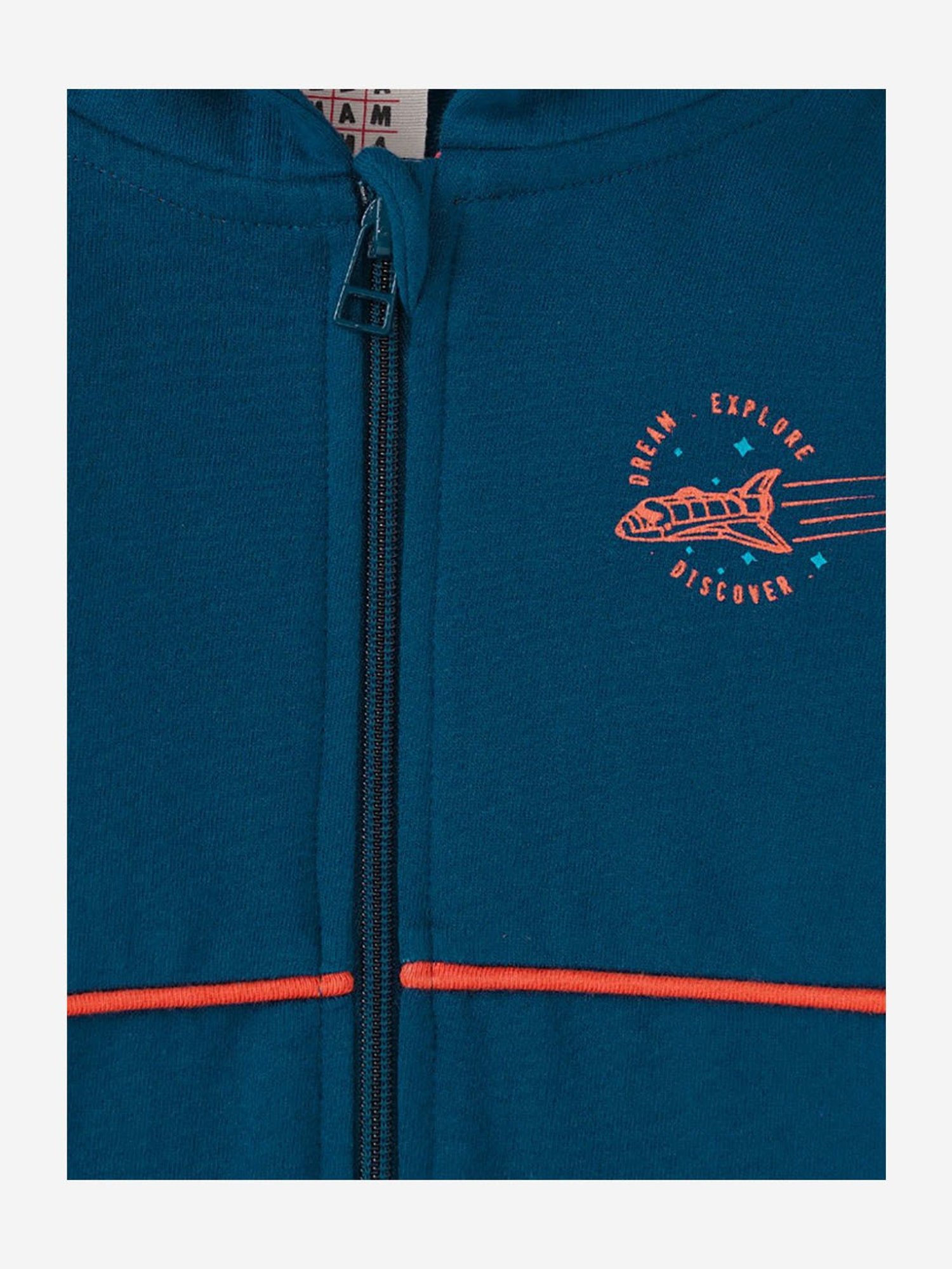 Allen Solly Junior Navy & Green Color Block Full Sleeves Jacket