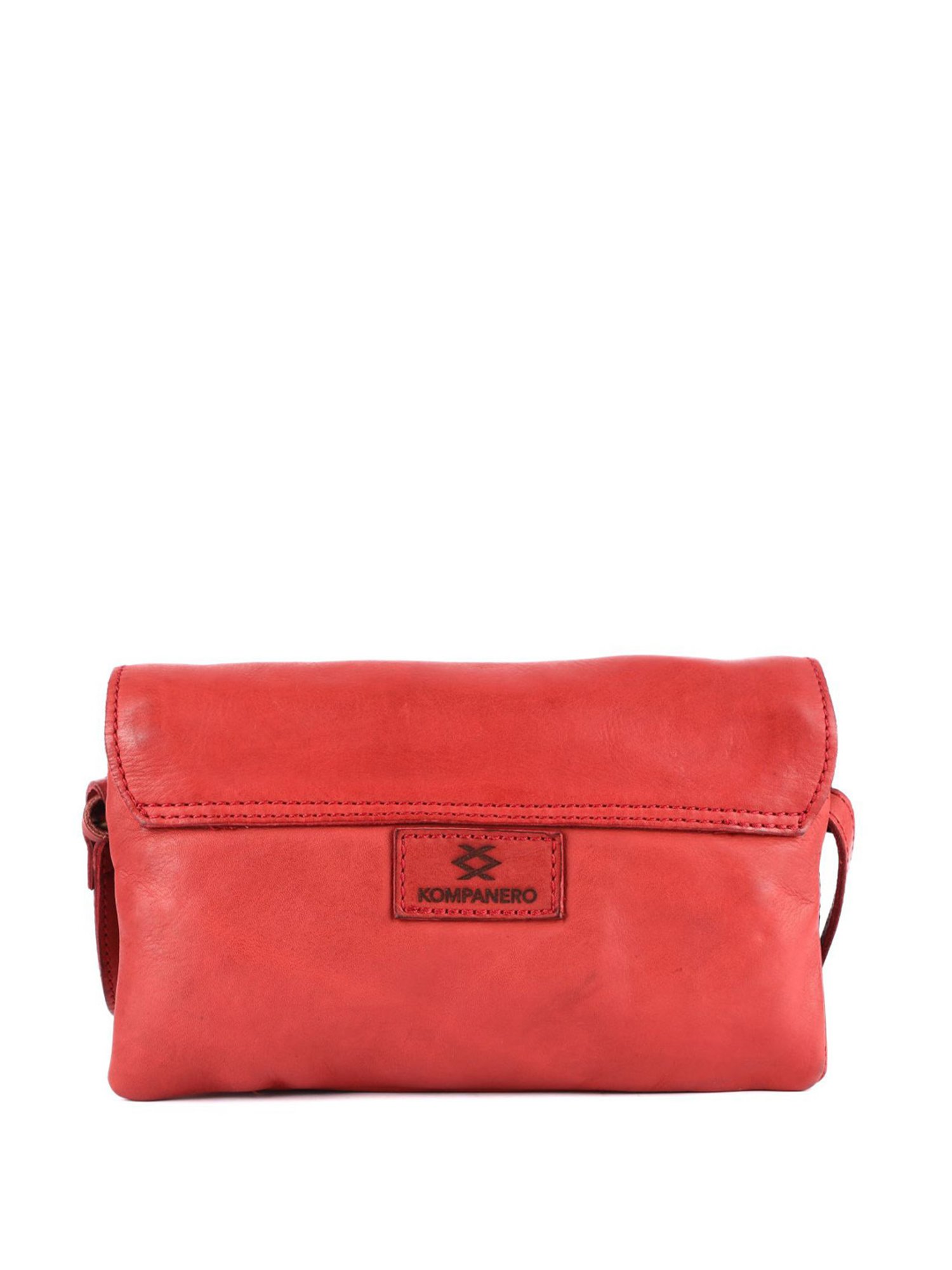 KOMPANERO Mia Red Leather Textured Sling Handbag