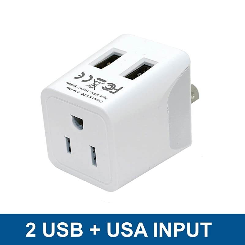 Australia New Zealand China Travel Adapter Plug by  Dual USB Input Ultra Compact USA to Type I Perfect for Cell Phones Chargers Cameras Tablets and more CTU16