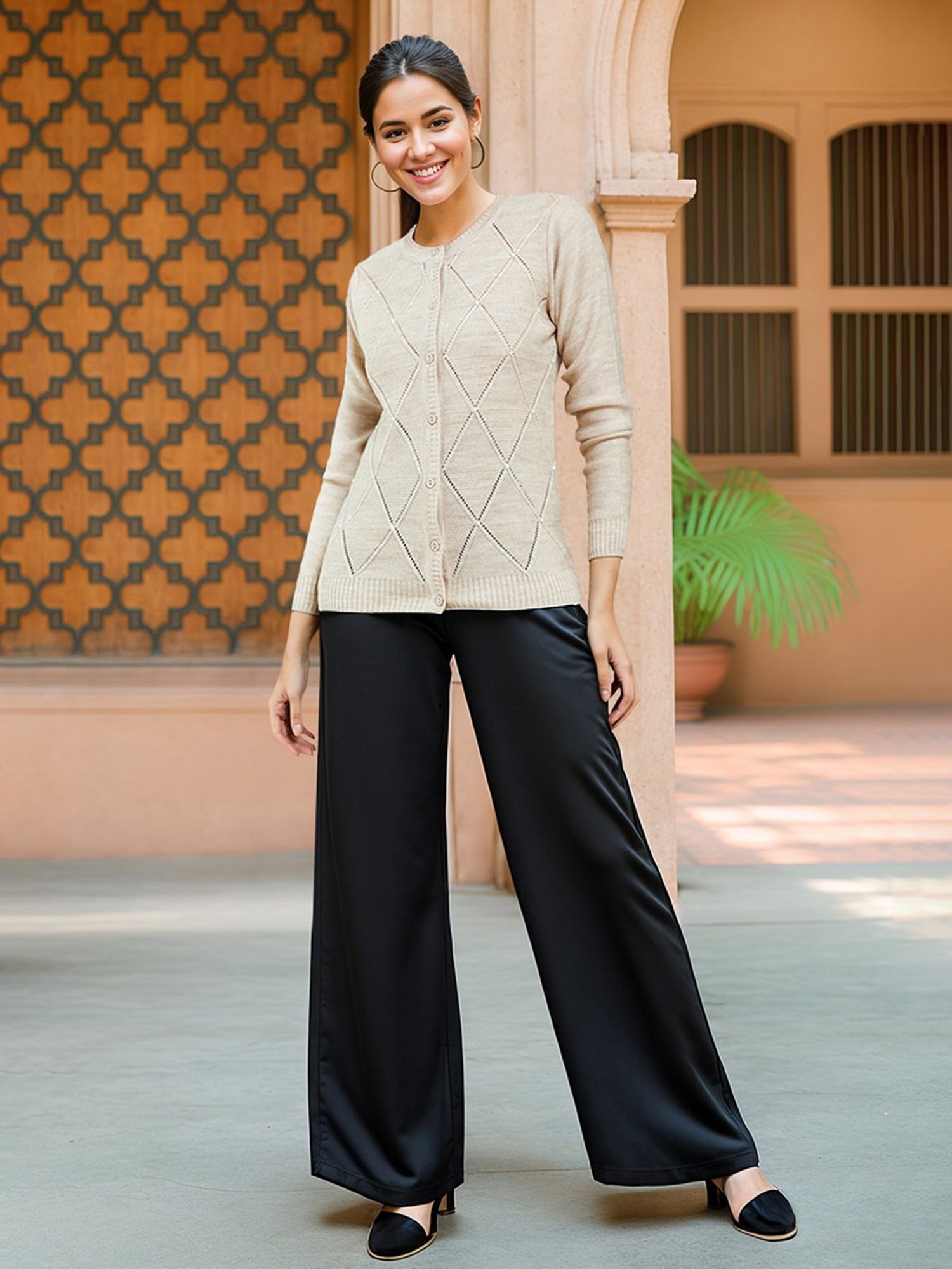 Soch Peach Argyle Pattern Cardigan