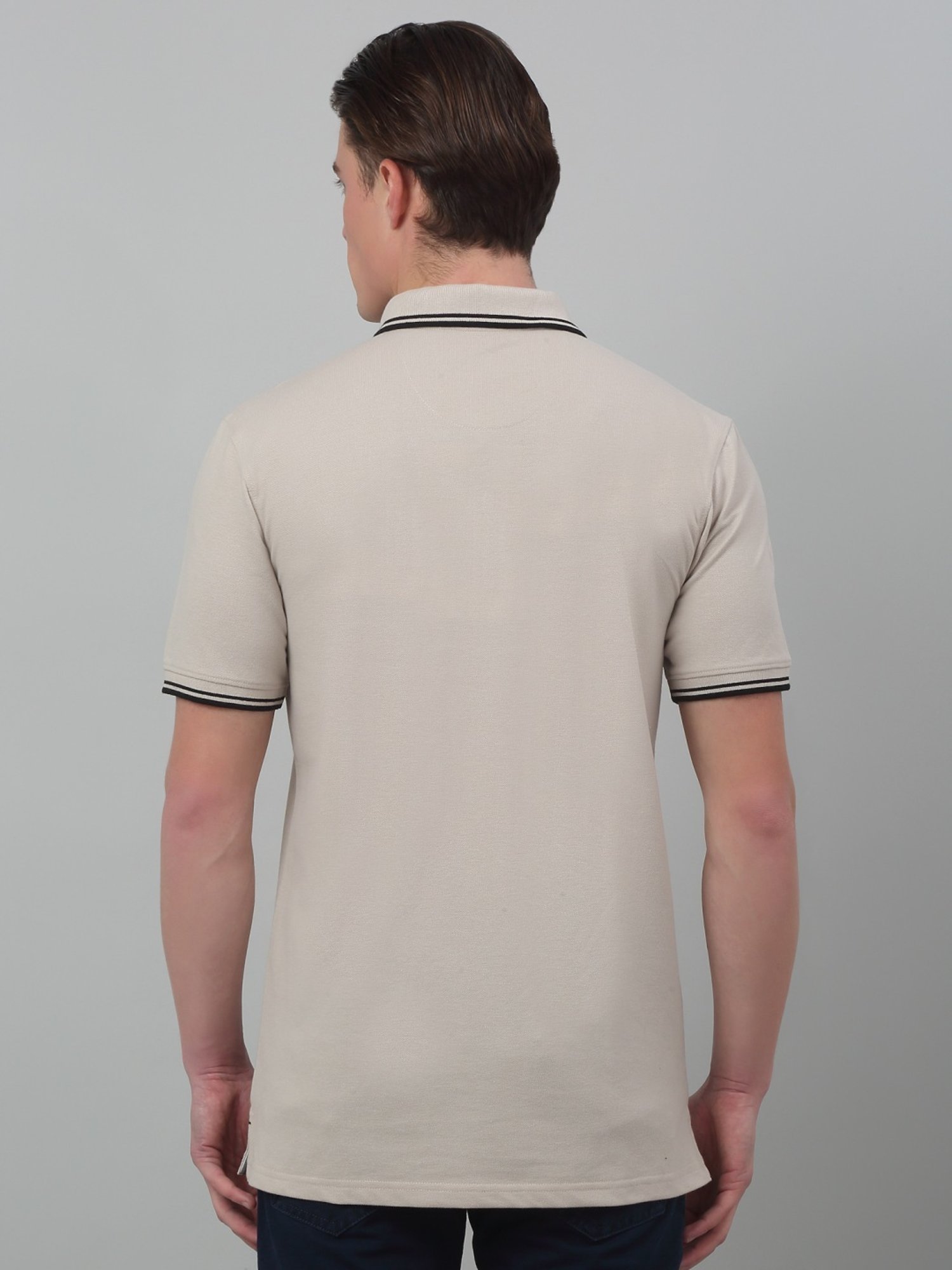 Cantabil Beige Regular Fit Polo T-Shirt