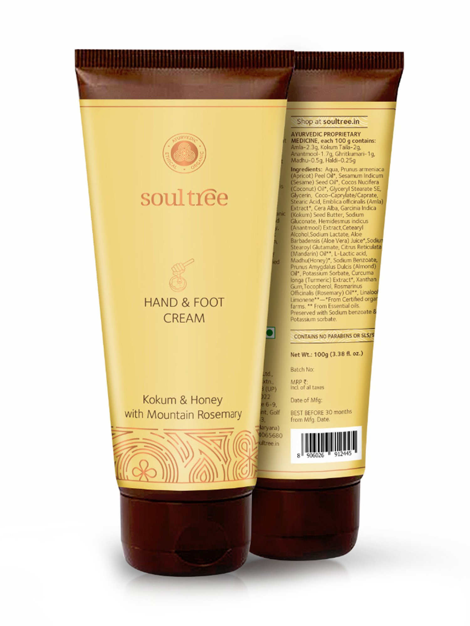 SoulTree Hand & Foot Cream with Kokum & Honey - 100 gm | Ayurvedic Cream