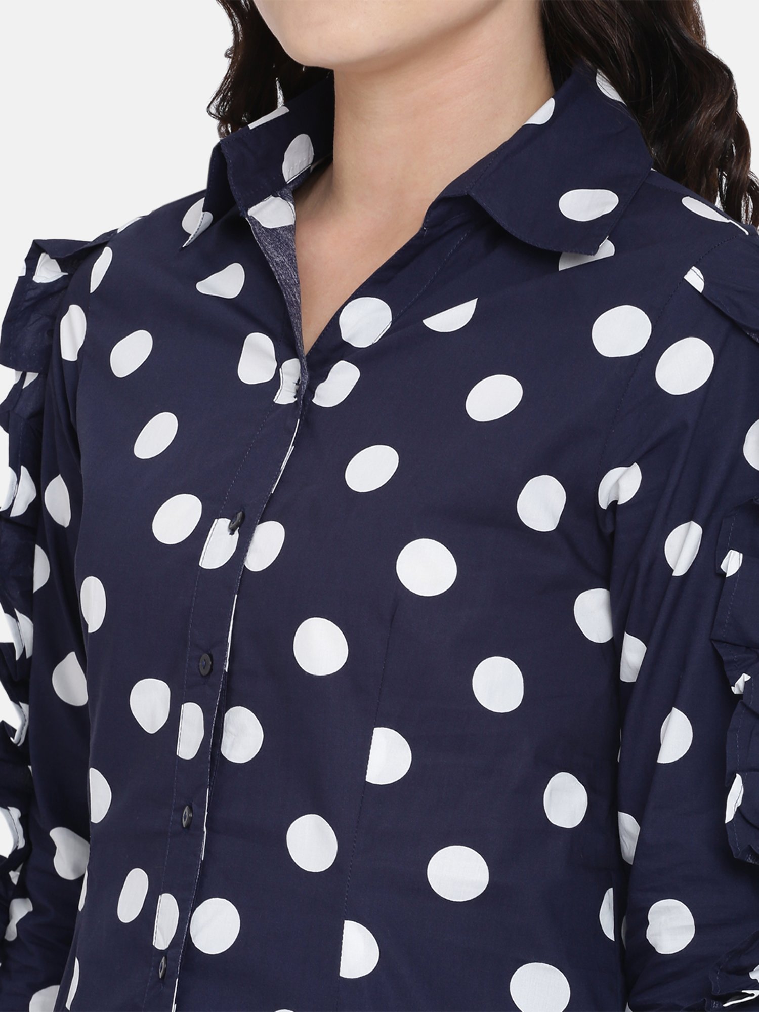 ISU by Radhika Apte Navy Polka Dot Shirt