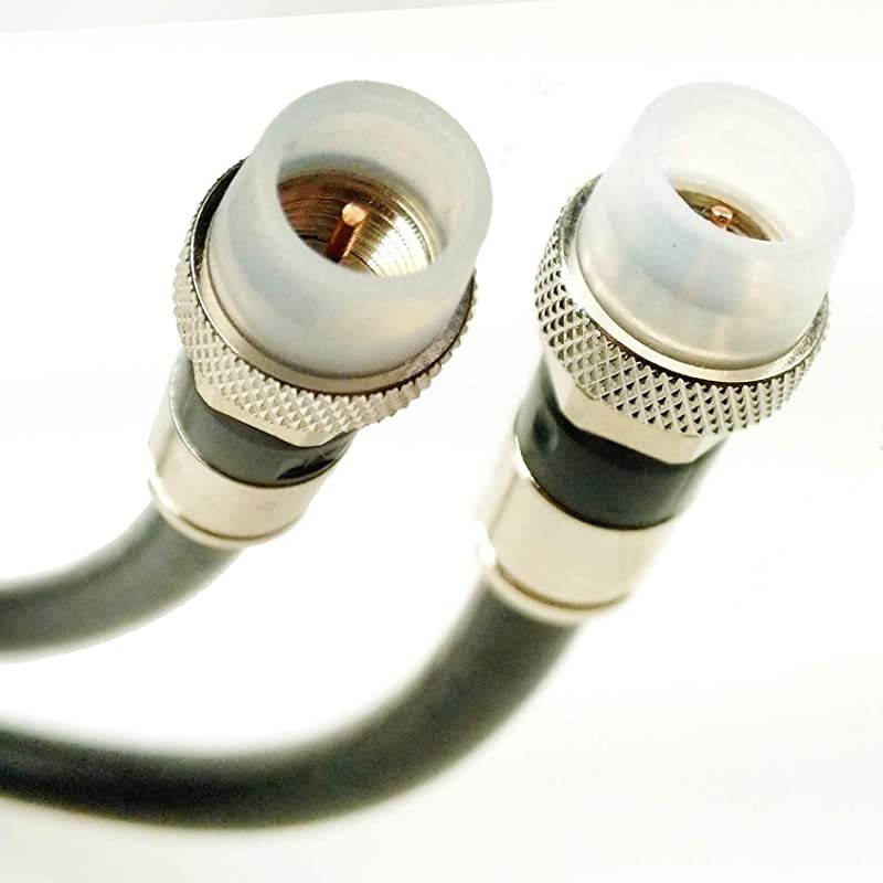 INTL | 140ft Indoor Outdoor RG-6 Coaxial Cable TRI SHIELD WEATHER SEAL RG6 Connectors Broadband Internet Ham Radio OTA HD Antenna Coax Assembled in USA (140 feet, Black)
