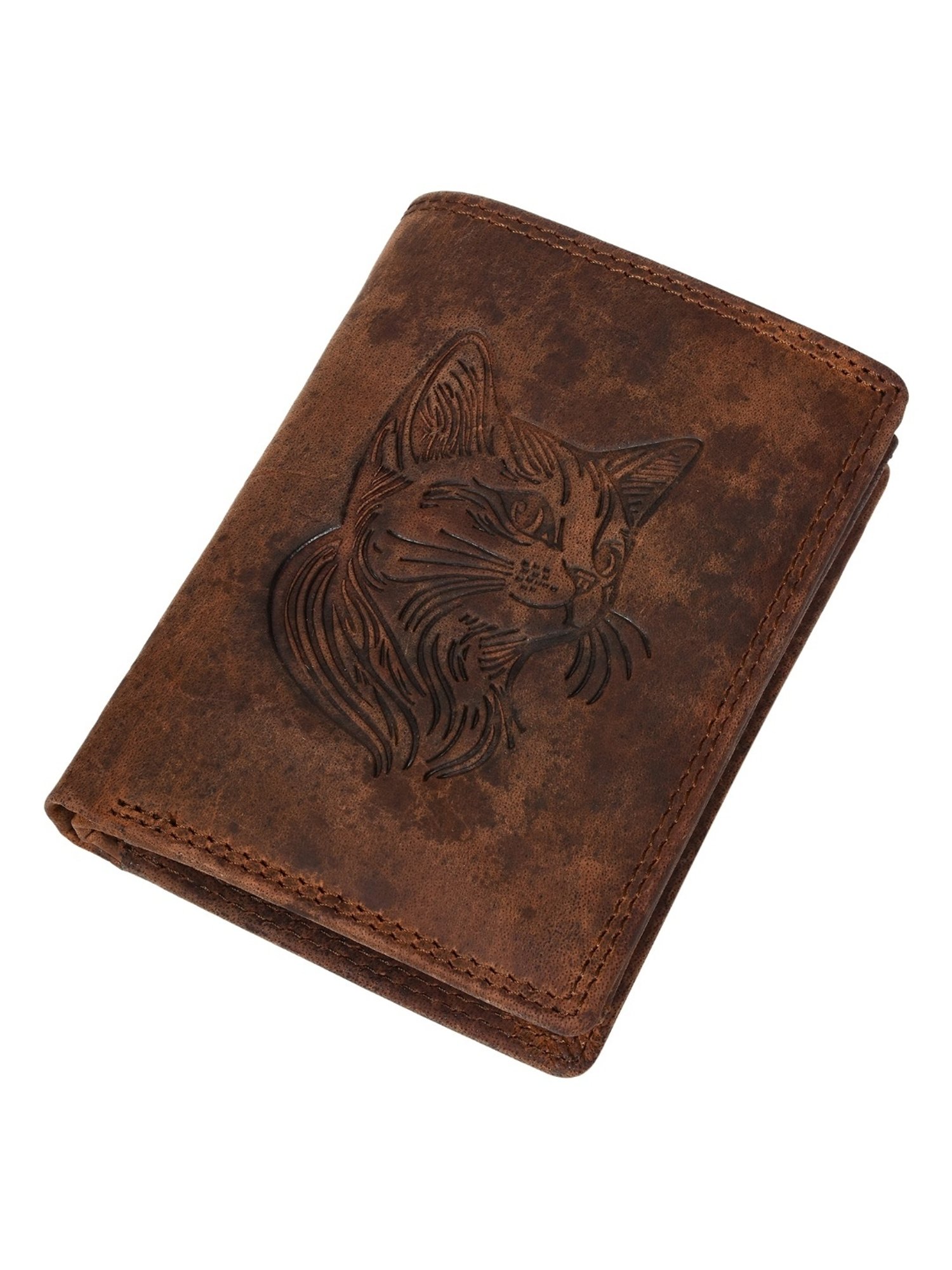 SASSORA ARLO Brown Leather Textured Bi-Fold Wallet