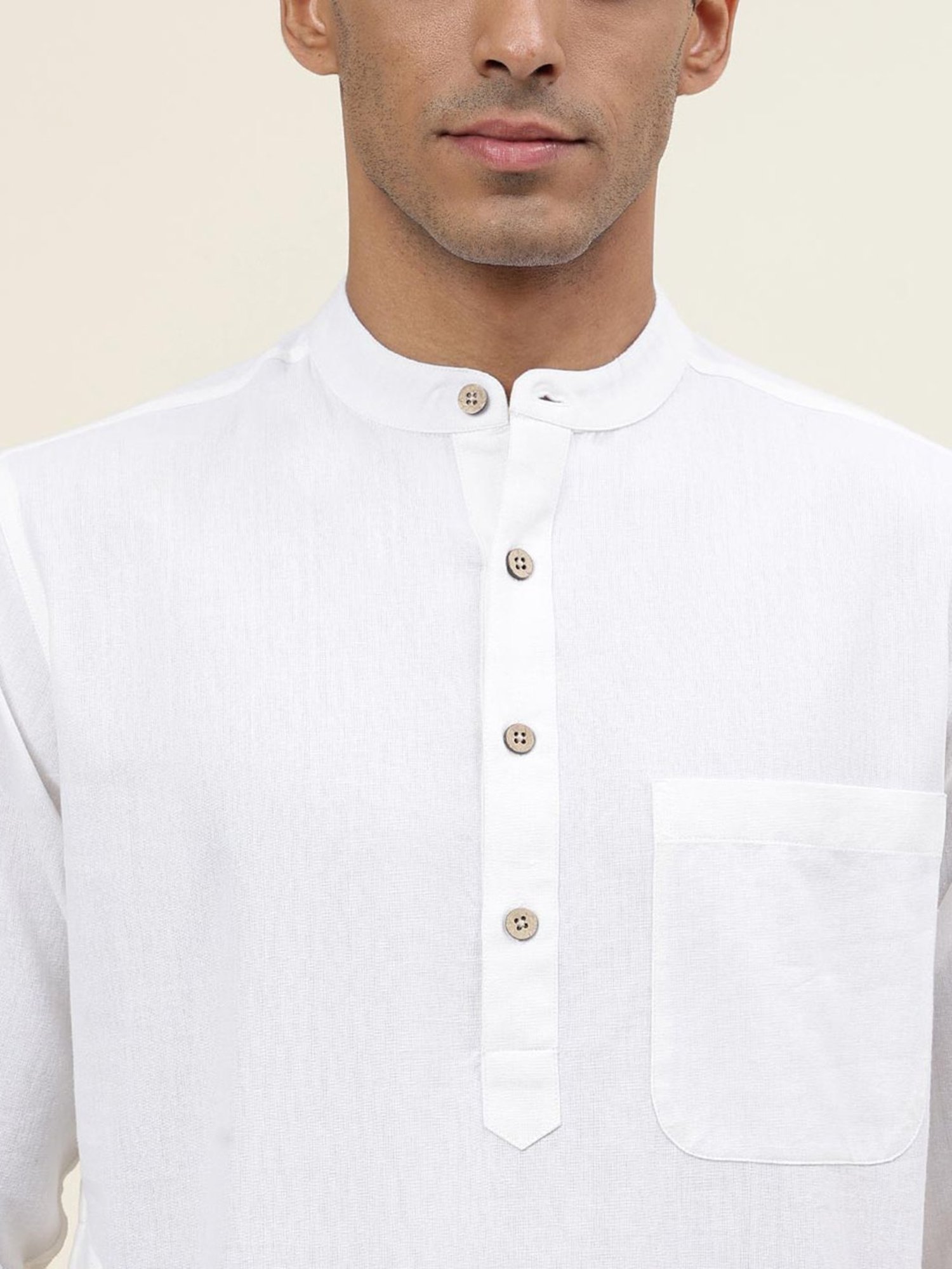 Manthan Red Full Sleeves Solid Kurta