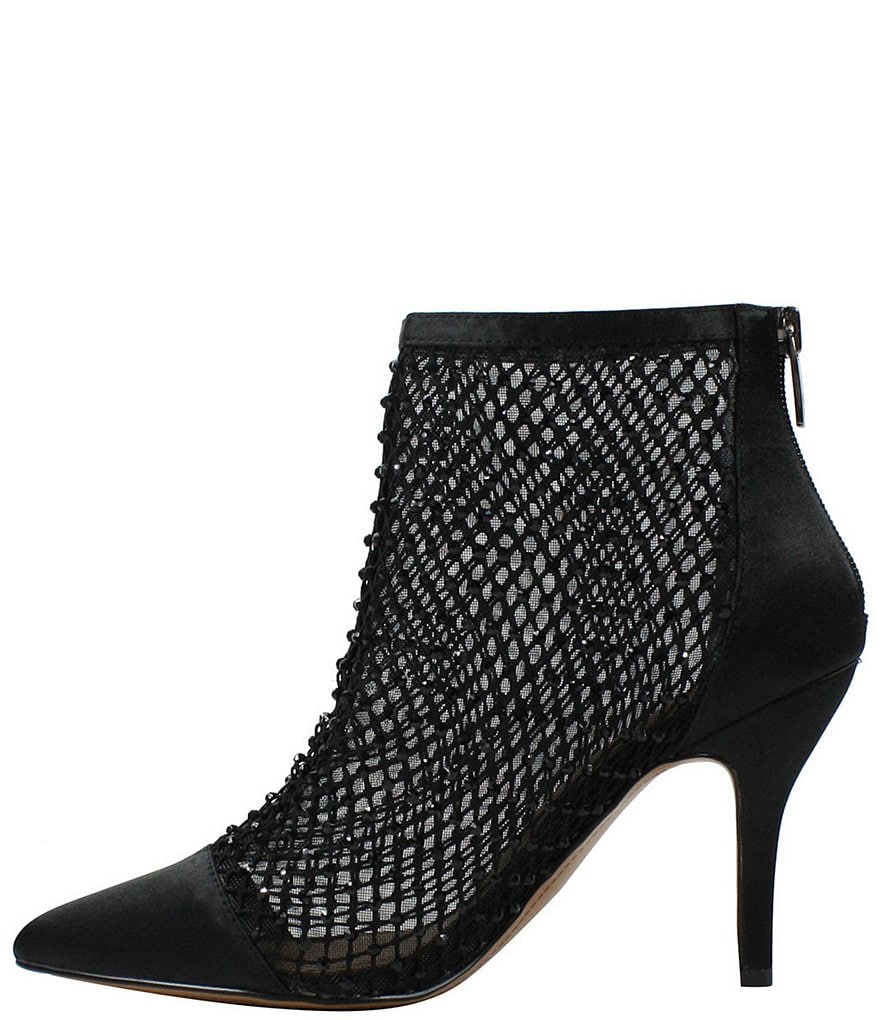 J. Renee Sosian Rhinestone Mesh Satin Booties