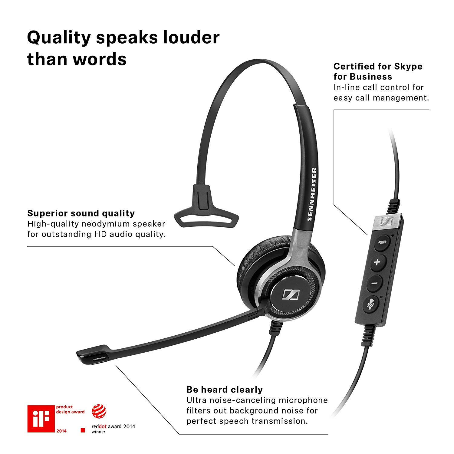 Sennheiser SC 630 USB ML (504552) - Single-Sided Business Headset | For Skype for Business | with HD Sound, Ultra Noise-Cancelling Microphone & USB Connector (Black)