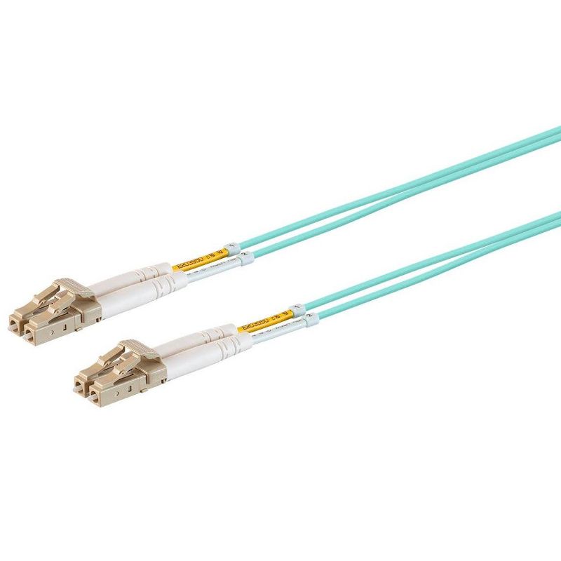 Monoprice OM3 Fiber Optic Cable - 5 Meter - Aqua | LC/UPC-LC/UPC, Multi Mode, Duplex, 50/125 Type, 2.0mm, PVC