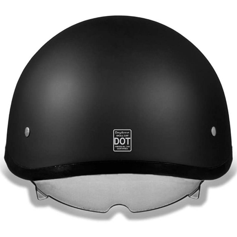 Daytona Helments DS8-B-M Skull Cap Adult Half Shell Motorcycle Safety Gear with Inner Retractable Smoke Shield, Medium, Dull Black