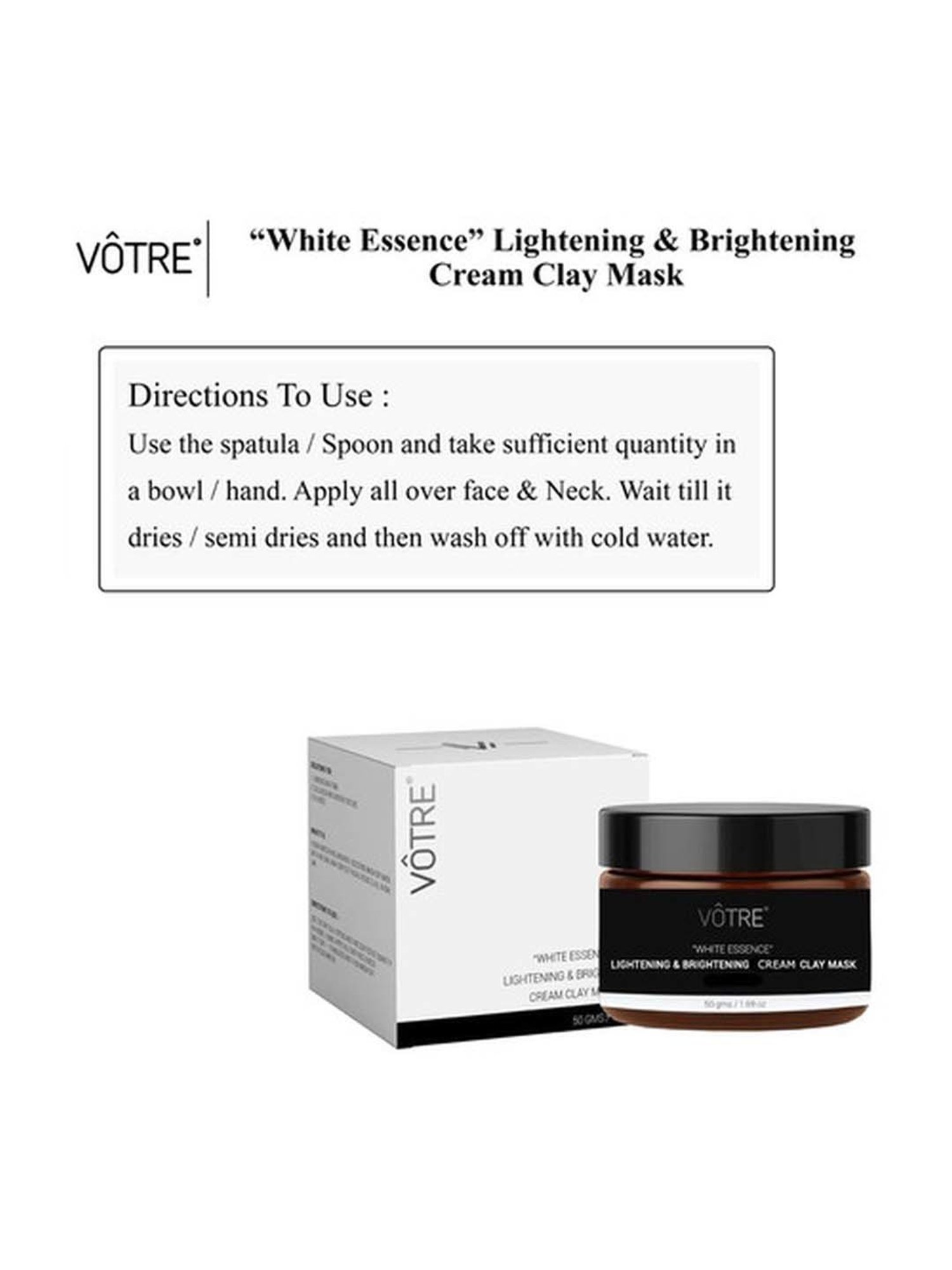 Votre Lightening & Brightening Whipped Clay Mask, White Essence Radiance - 50 gm