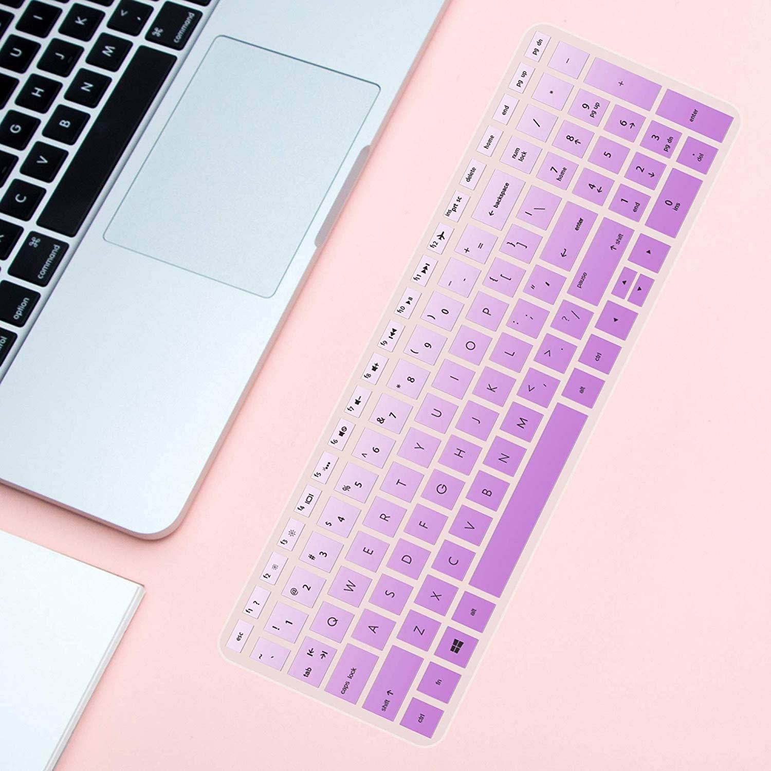 [2pack]Keyboard Cover for HP Envy x360 2-in-1 15.6" Laptop Series /2018 Newest HP Pavilion 15.6 inch Series/2018 HP Envy 17.3" 17M 17-BS 17-BW Series Touch-Screen Laptop Protective Skin(gradualpurple)