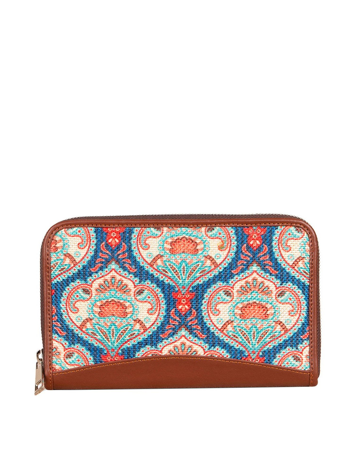 ZOUK Blue Printed Zip Around Wallet for Women